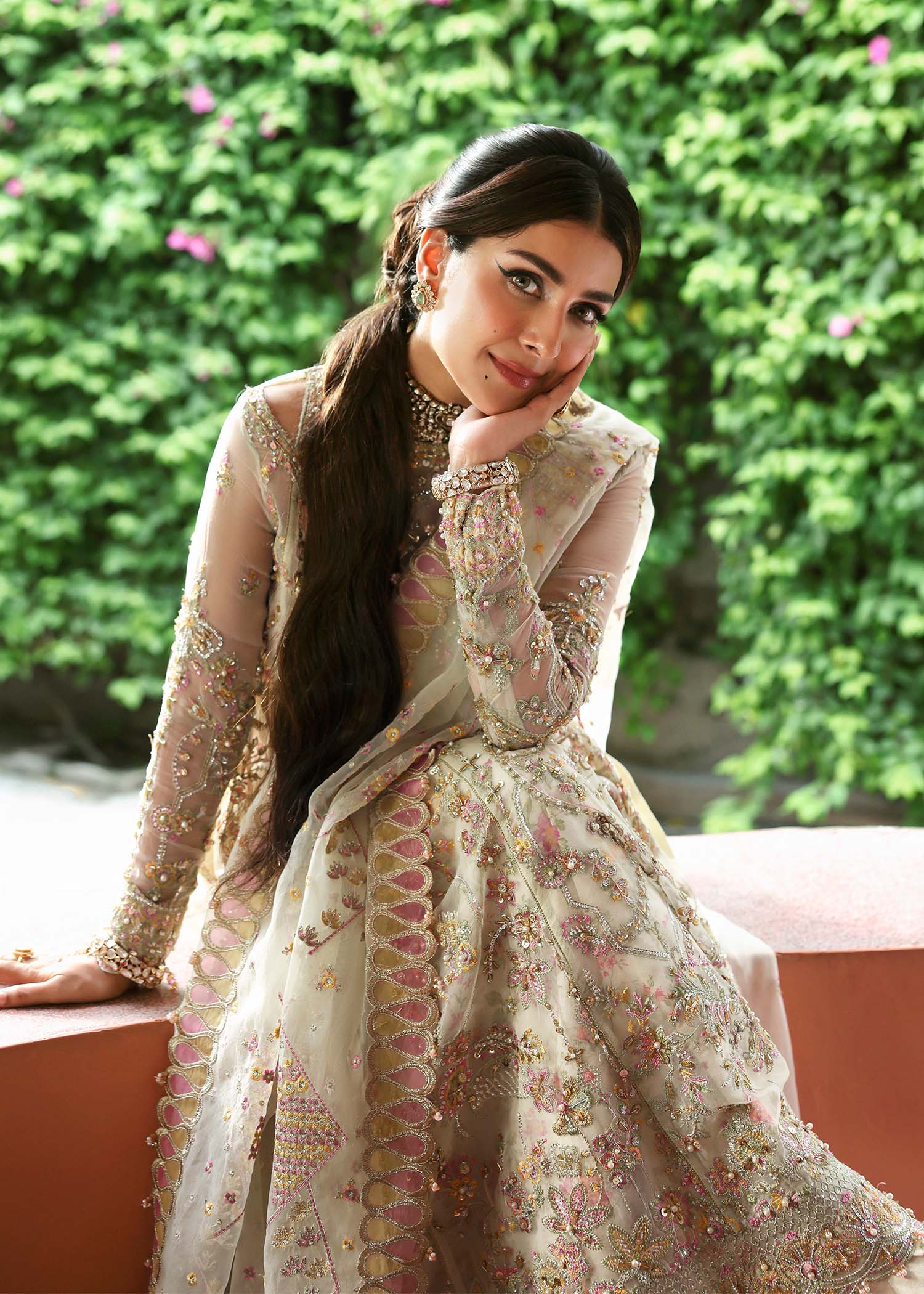 Kanwal Malik Chanda Ivory Pishwas for Bridal wear, Guest of Formal Wedding - Pakistani Designer Wear for Women in UK | Kifat