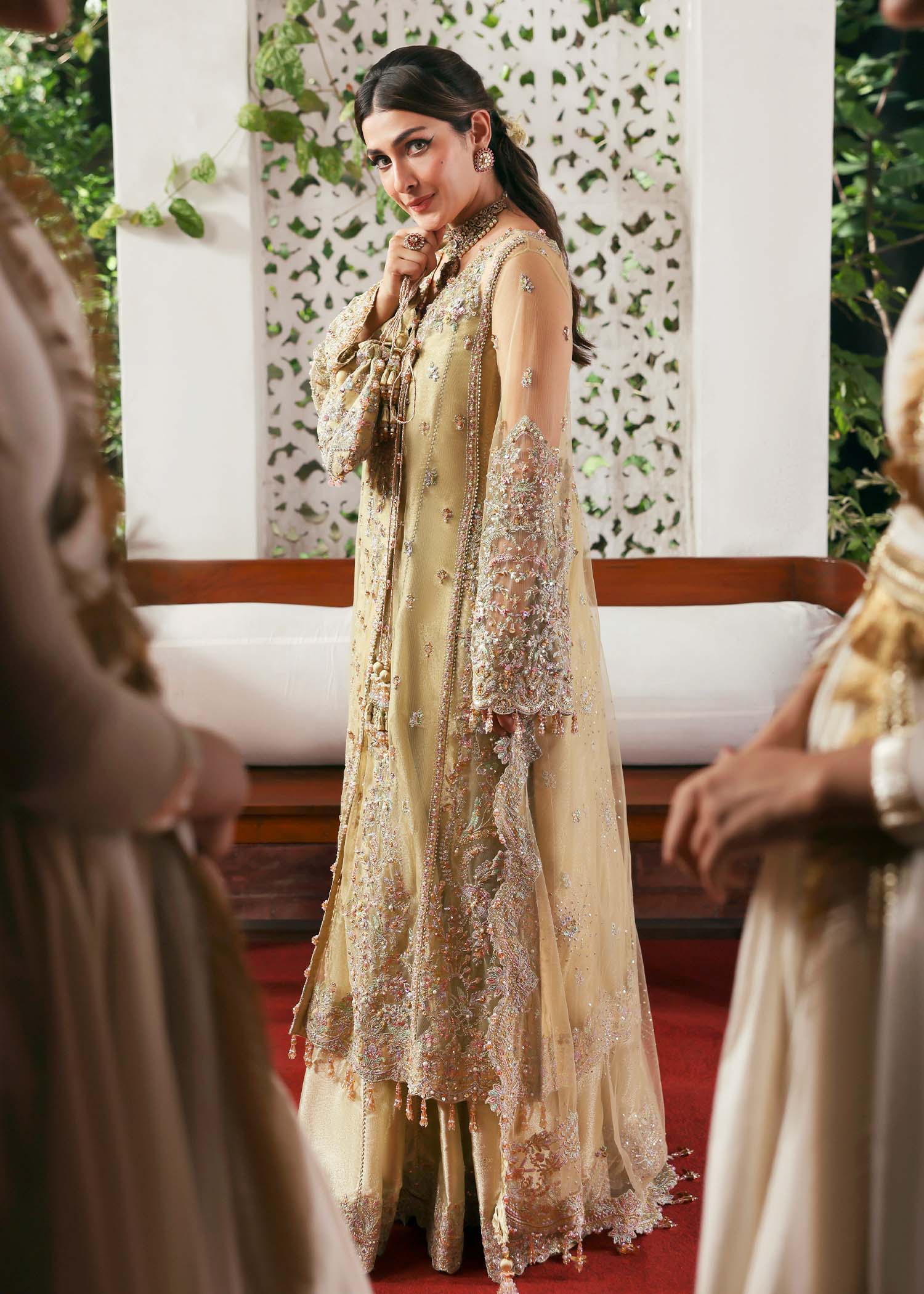 Kanwal Malik Rukhsaar Champagne Angrakha with Sharara for Bridal wear, Guest of Formal Wedding - Pakistani Designer Wear for Women in UK | Kifat
