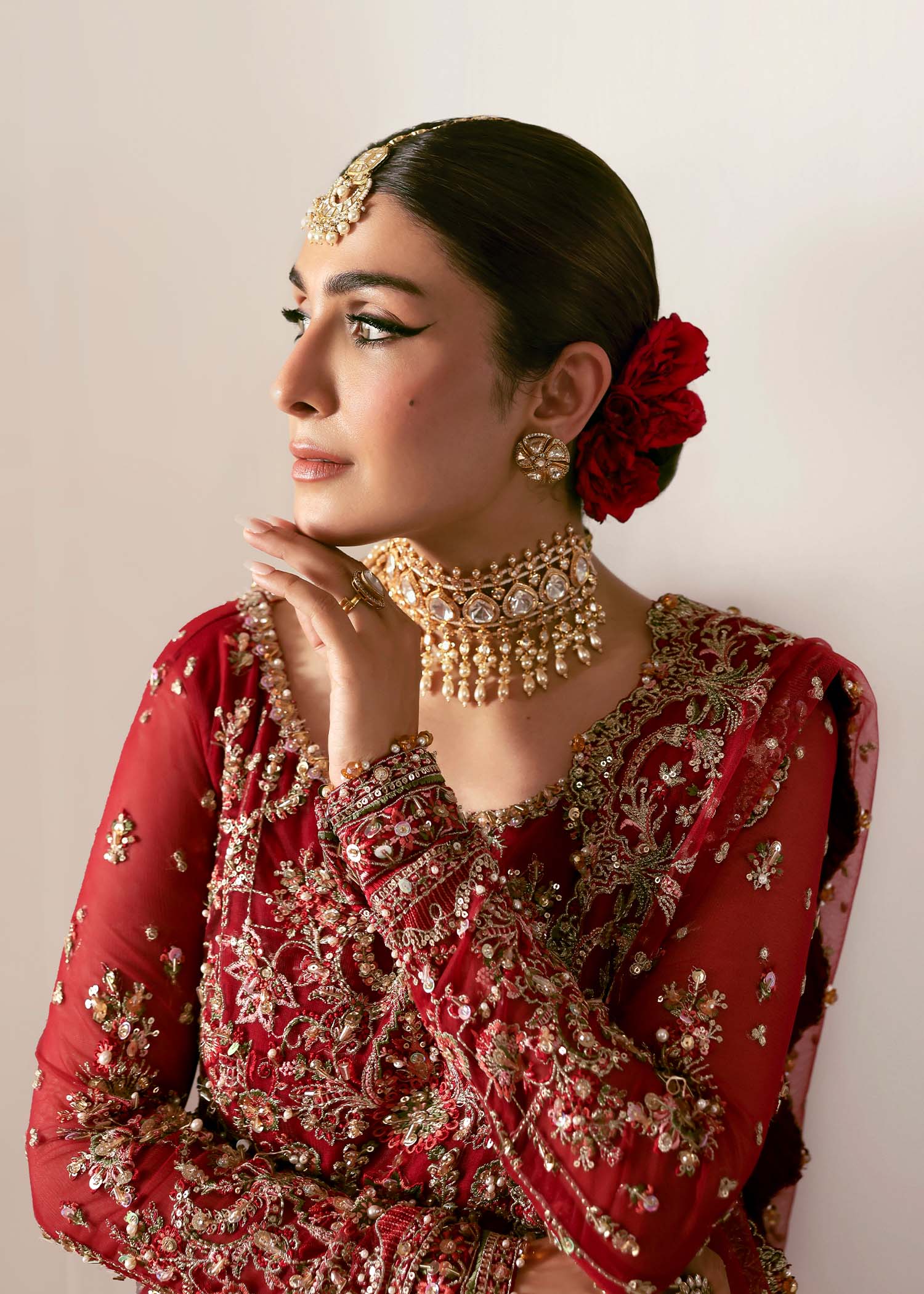 Kanwal Malik Gulrukh Crimson Slit Maxi for Bridal wear, Guest of Formal Wedding - Pakistani Designer Wear for Women in UK | Kifat