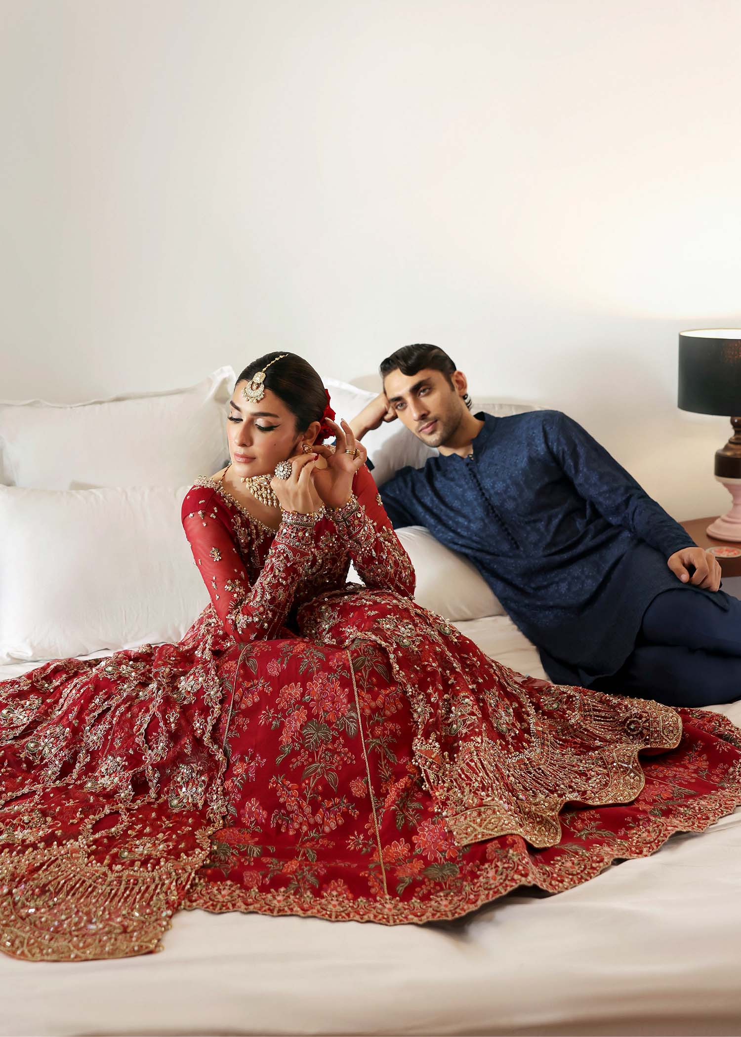 Kanwal Malik Gulrukh Crimson Slit Maxi for Bridal wear, Guest of Formal Wedding - Pakistani Designer Wear for Women in UK | Kifat