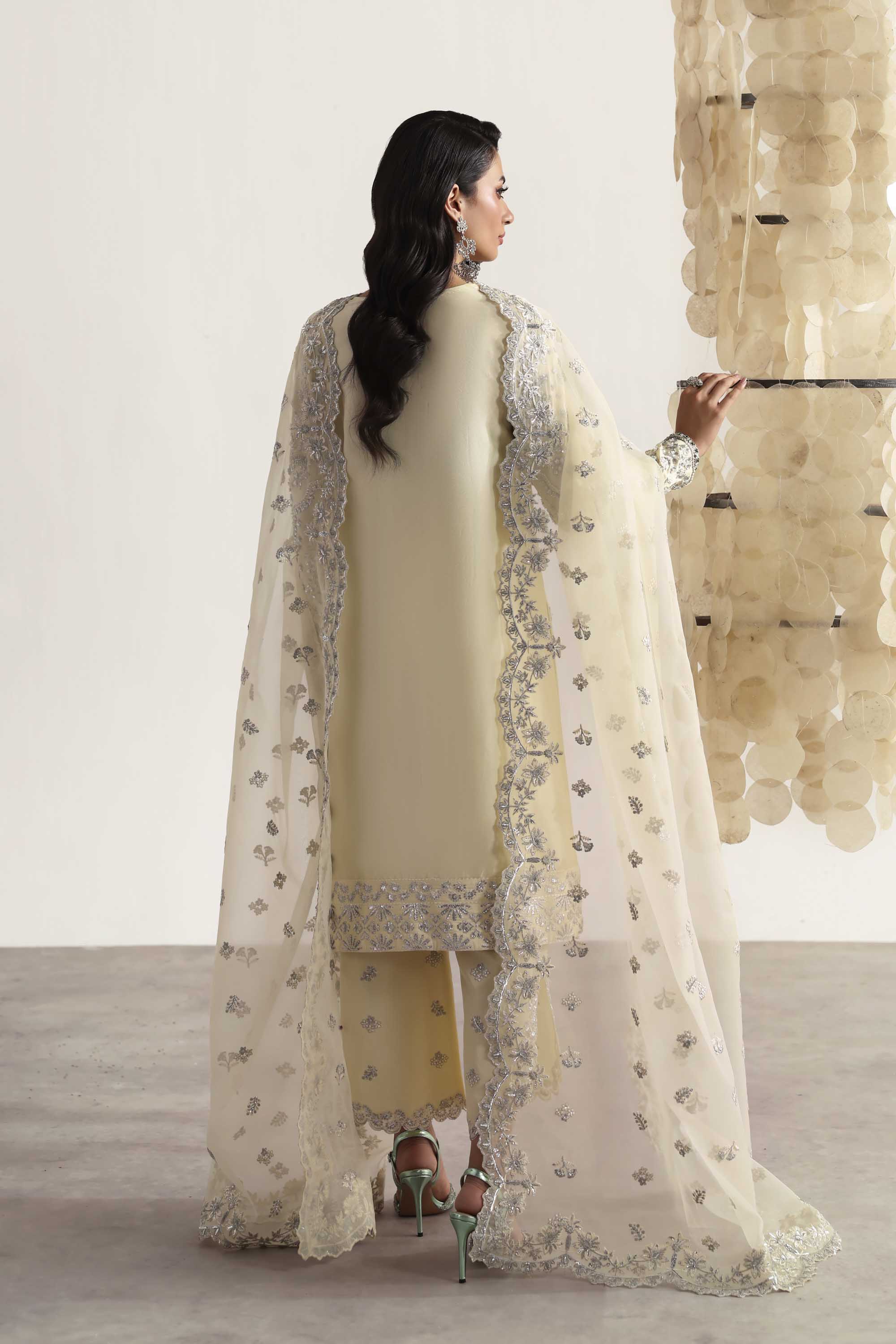 Women Wearing Wisteria Light Yellow Peshwas For Luxury Formals Events - Pakistani Designer Wear For Women In UK | Kifat