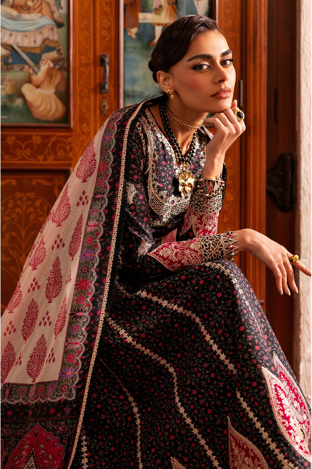 Women Wearing Embroidered Luxury Lawn SL26-D09 Multi Long Frock for Festive Events - Pakistani Designer Wear for Women in UK | Kifat