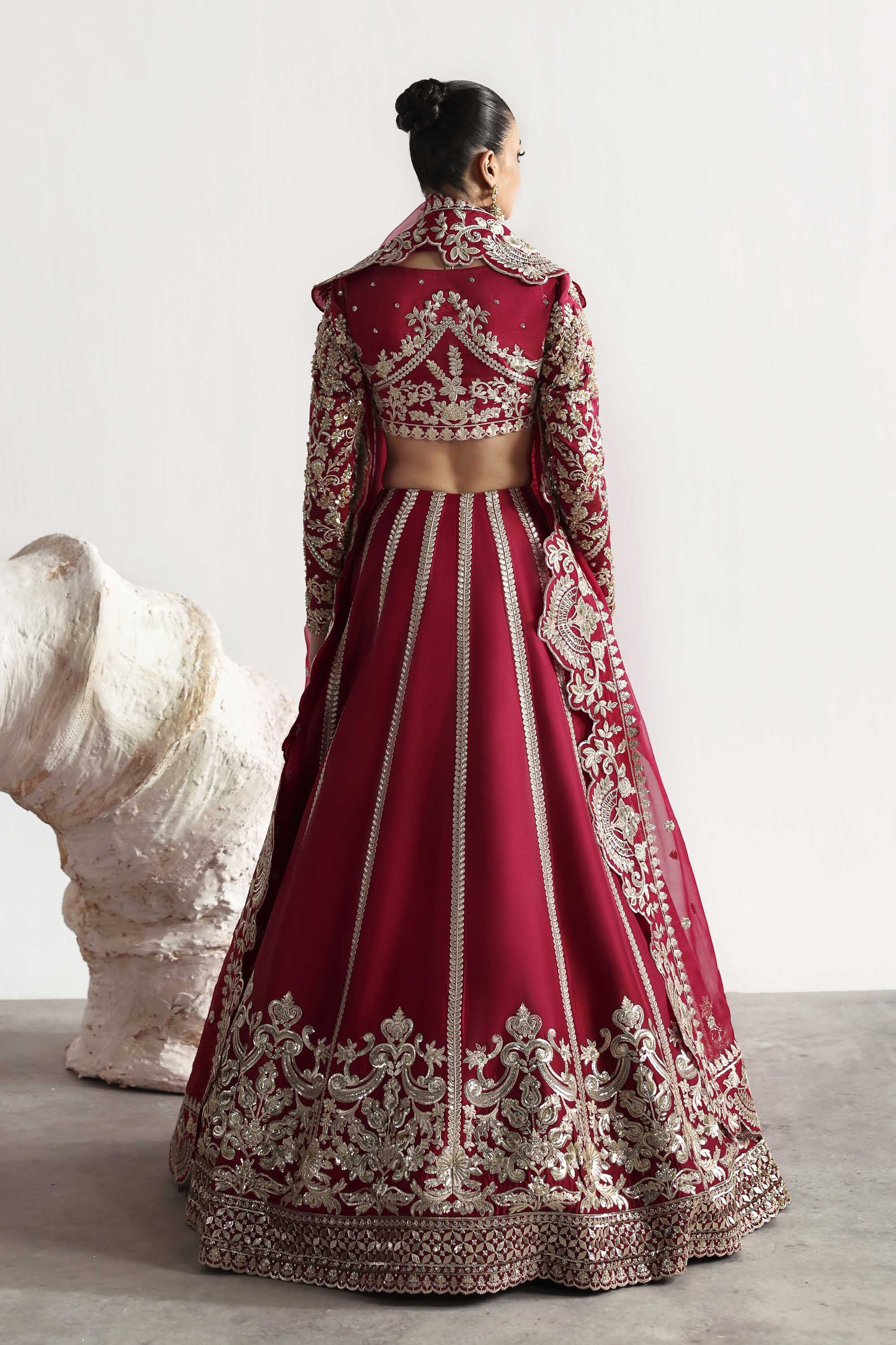 Women Wearing Rouge Red Lehnga Choli For Luxury Formals Events - Pakistani Designer Wear For Women In UK | Kifat