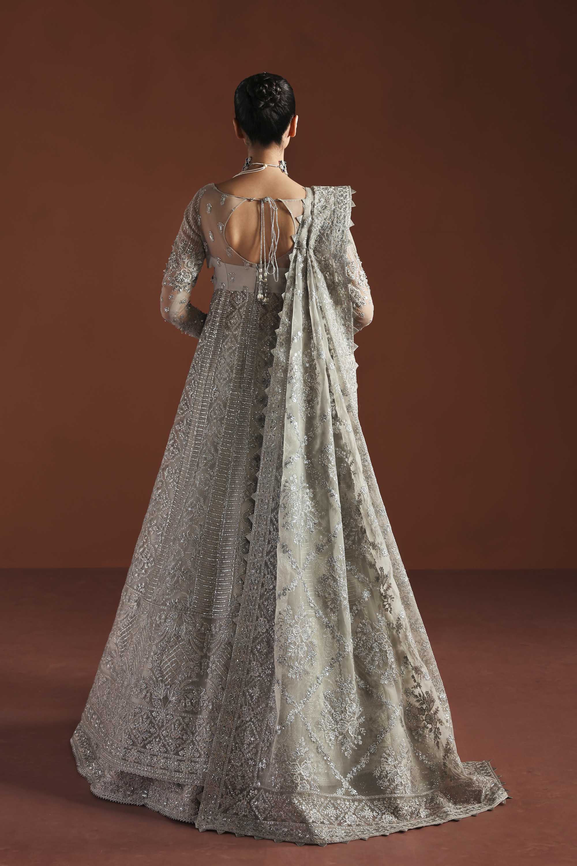 Women Wearing Eden Grey Peshwas For Luxury Formals Events - Pakistani Designer Wear For Women In UK | Kifat