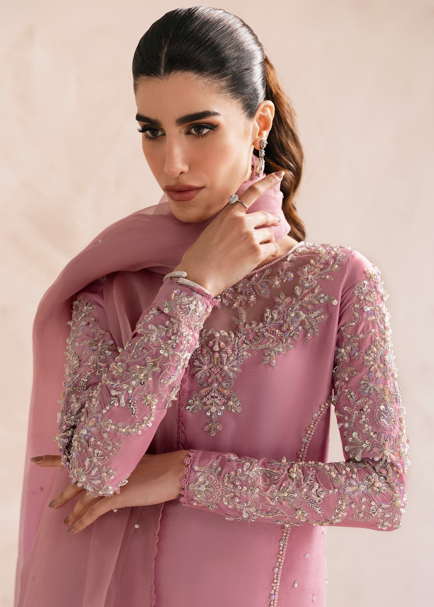 Kanwal Malik Lilac Shirt with fluid culottes for Luxury Wedding wear - Pakistani Designer Wear for Women in UK | Kifat