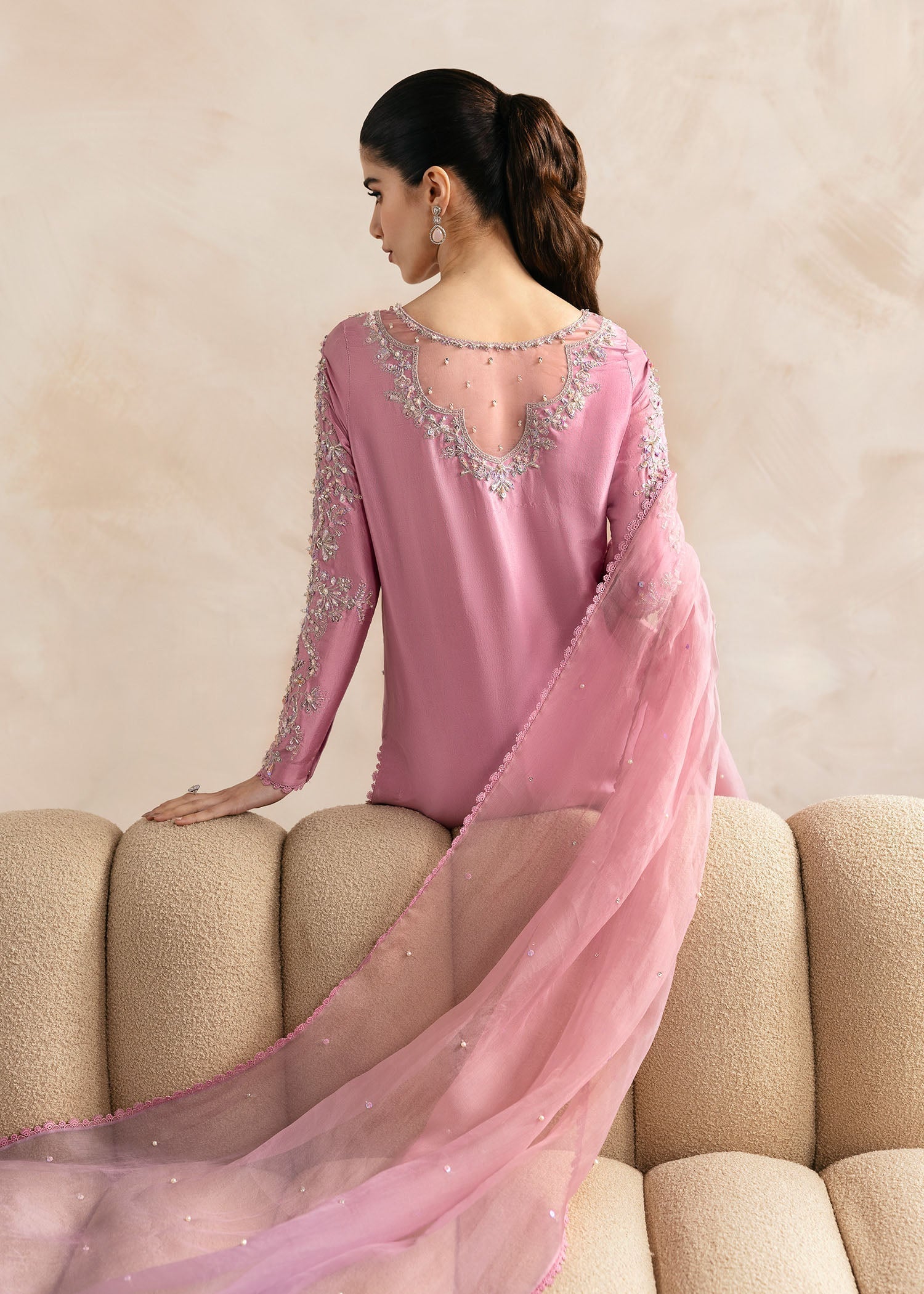 Kanwal Malik Lilac Shirt with fluid culottes for Luxury Wedding wear - Pakistani Designer Wear for Women in UK | Kifat