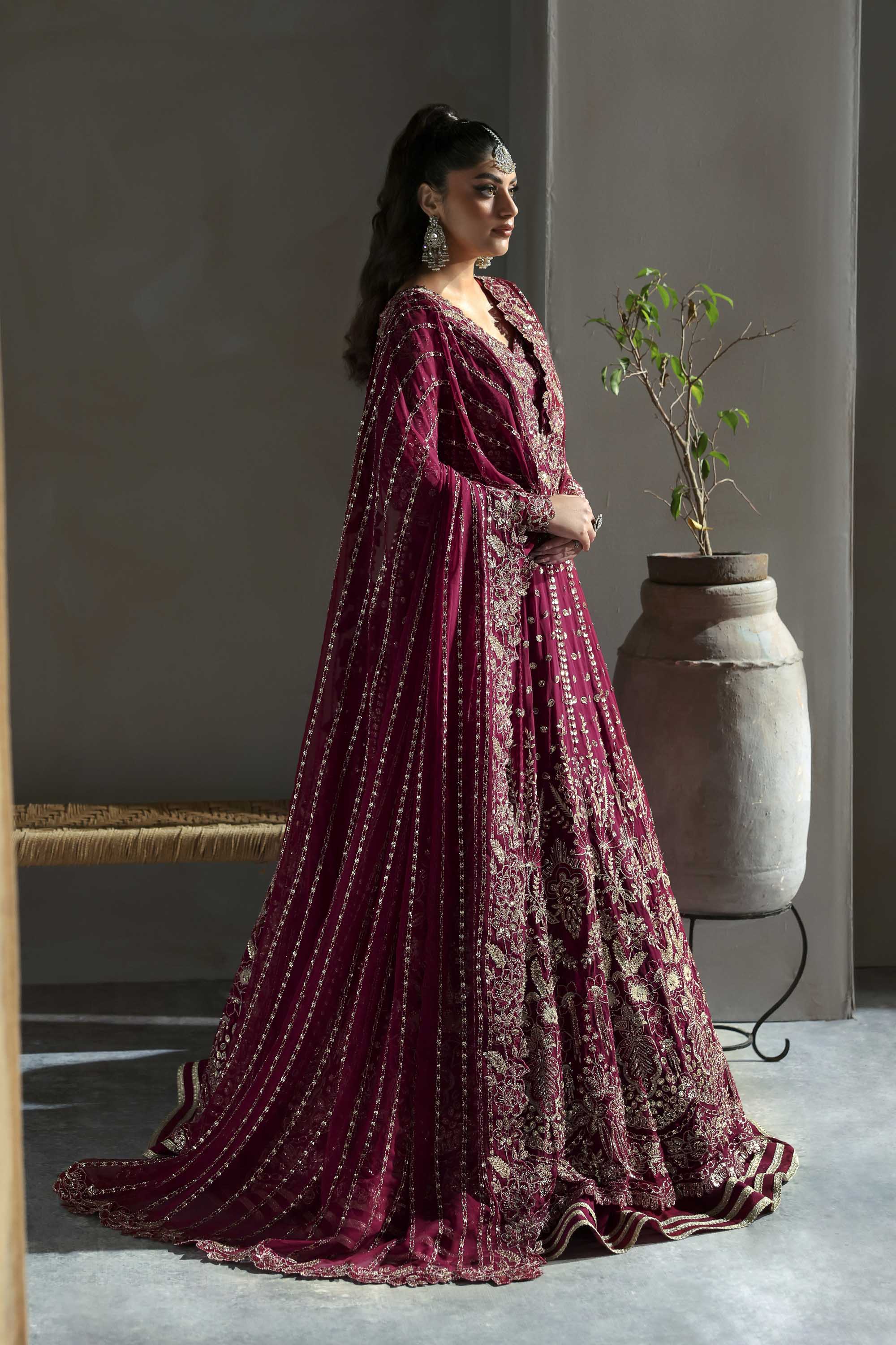 Women Wearing Mahroze Red Peshwas For Formals Events - Pakistani Designer Wear For Women In UK | Kifat