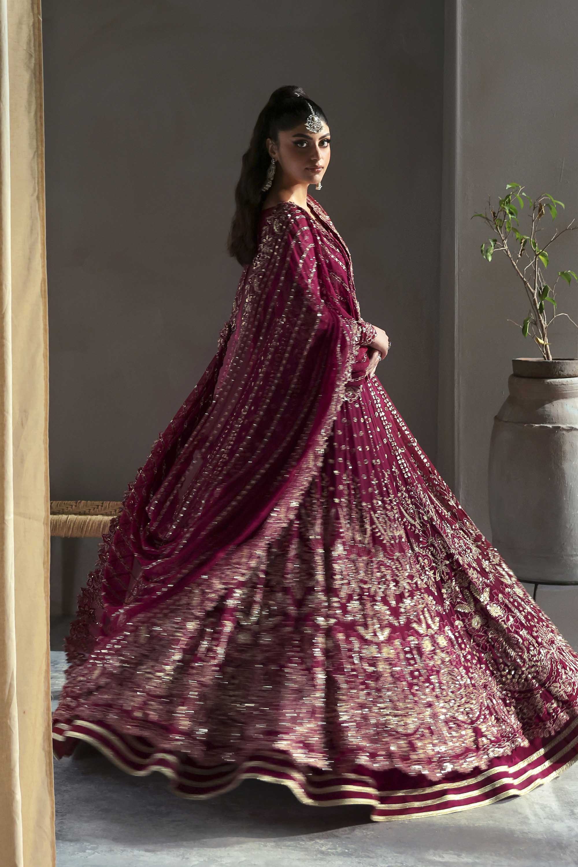 Women Wearing Mahroze Red Peshwas For Formals Events - Pakistani Designer Wear For Women In UK | Kifat