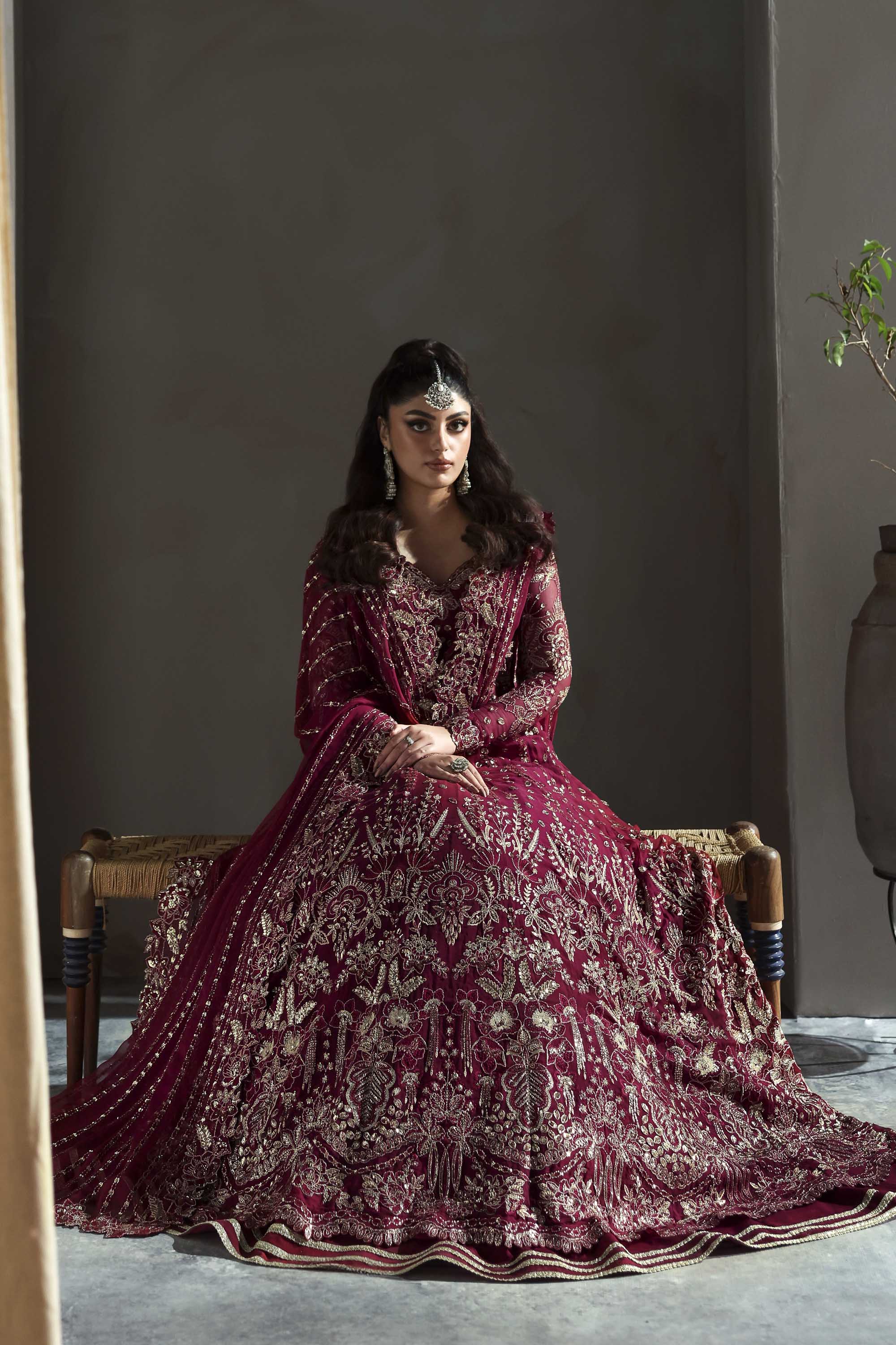 Women Wearing Mahroze Red Peshwas For Formals Events - Pakistani Designer Wear For Women In UK | Kifat