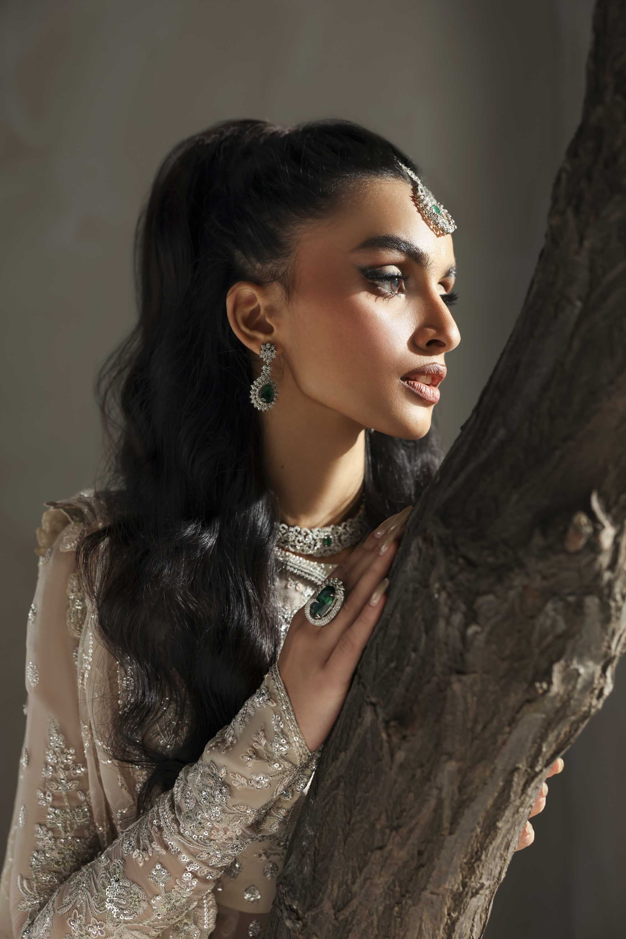 Women Wearing Sehrya Cream Long Cut Shirt For Formals Events - Pakistani Designer Wear For Women In UK | Kifat
