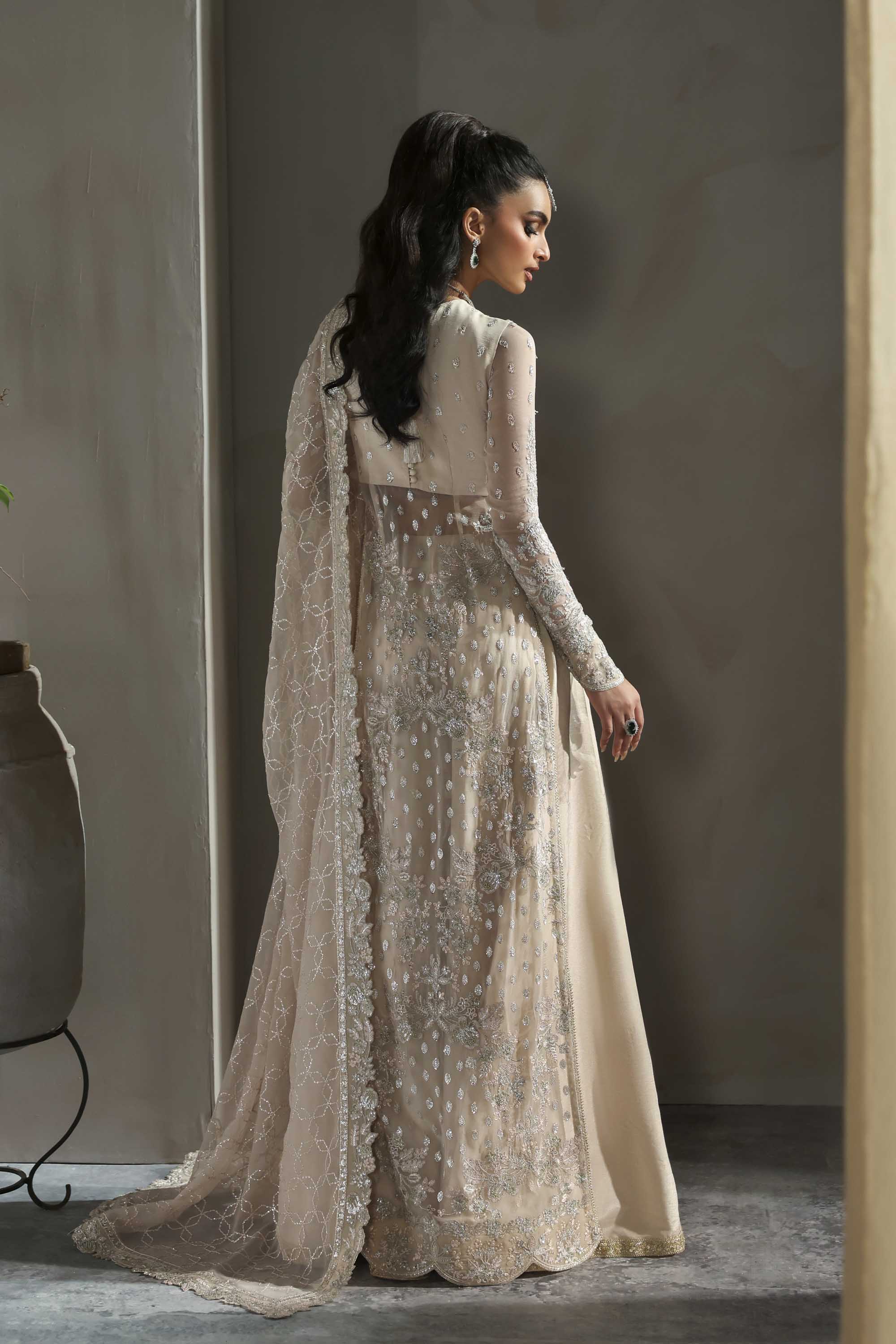Women Wearing Sehrya Cream Long Cut Shirt For Formals Events - Pakistani Designer Wear For Women In UK | Kifat
