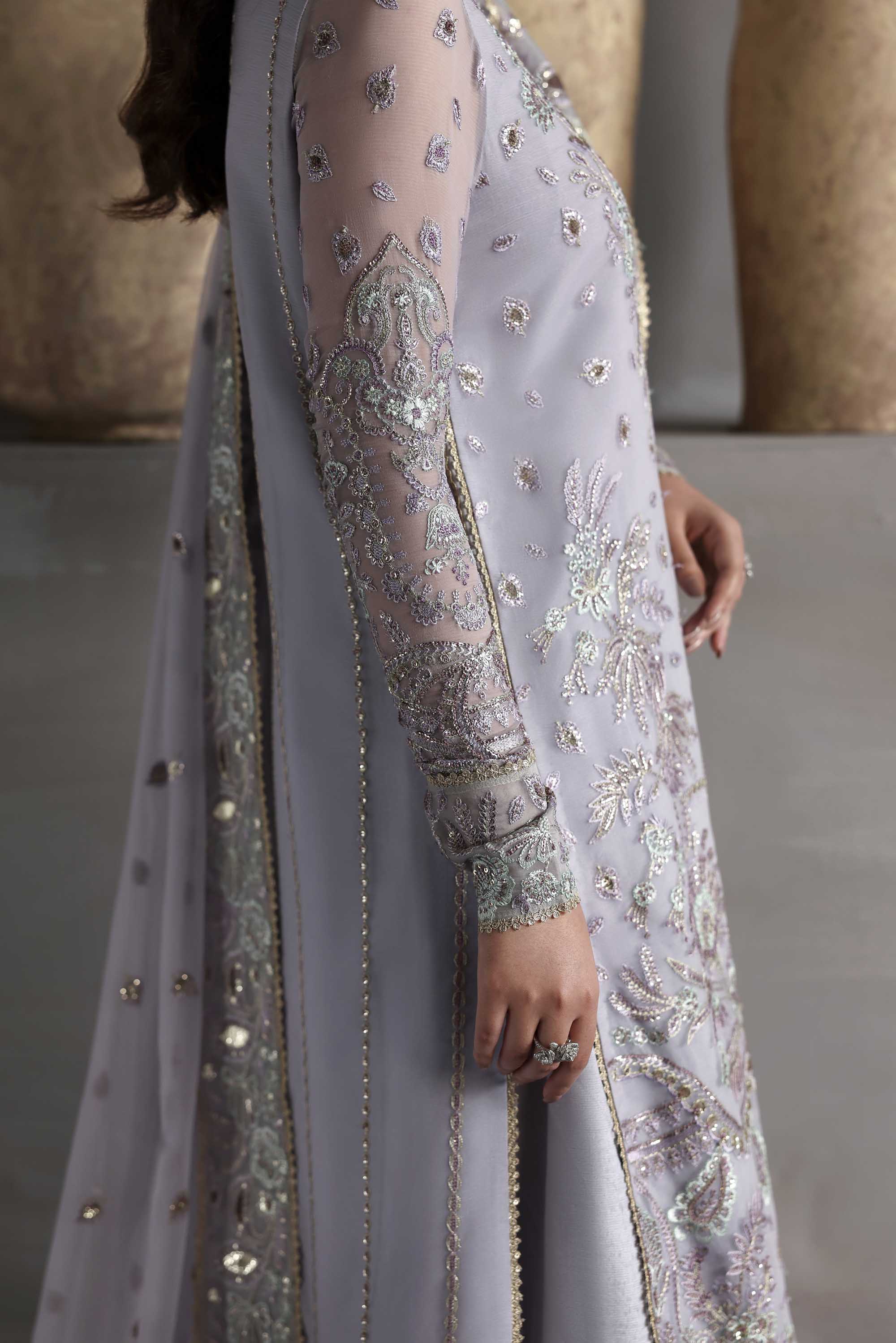 Women Wearing Emeraya Lavender Long Shirt For Formals Events - Pakistani Designer Wear For Women In UK | Kifat