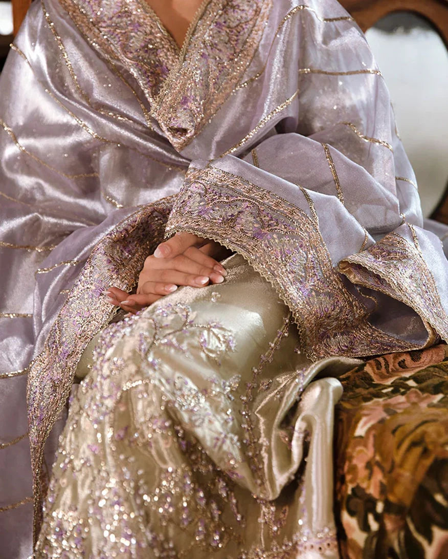 Women Wearing Zyva Mint Green Silver Long Shirt for Festive Events - Pakistani Designer Wear for Women in UK | Kifat