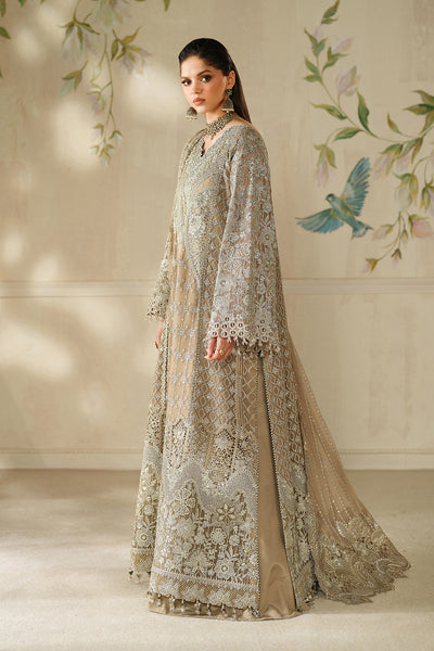 Baroque CH14-08 Coffee A-Line Shirt with Sharara Pants,Sleek Shirt with Trouser for Formal Events - Pakistani Designer Wear for Women in UK | Kifat