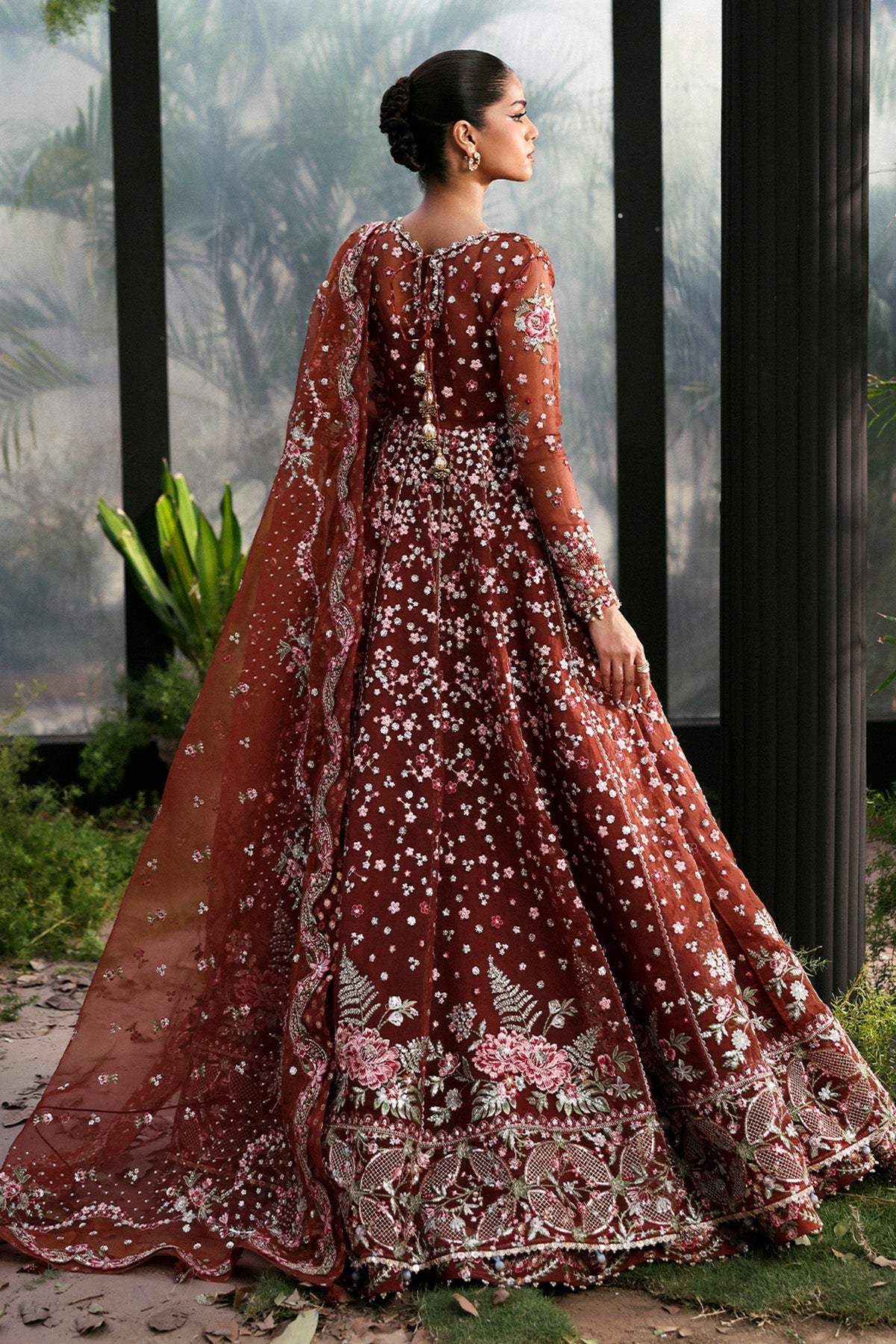 Women Wearing Shale Rust Peshwas  For Festive Events - Pakistani Designer Wear For Women In Uk | Kifat