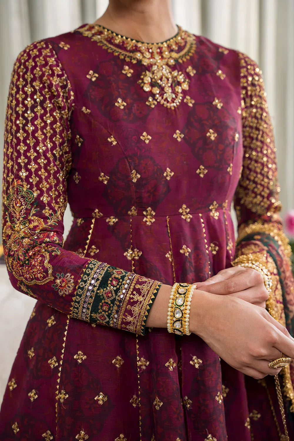 Baroque CH12-03 Maroon Frock,Lehnga Choli for Bridal Wear - Pakistani Designer Wear for Women in UK | Kifat