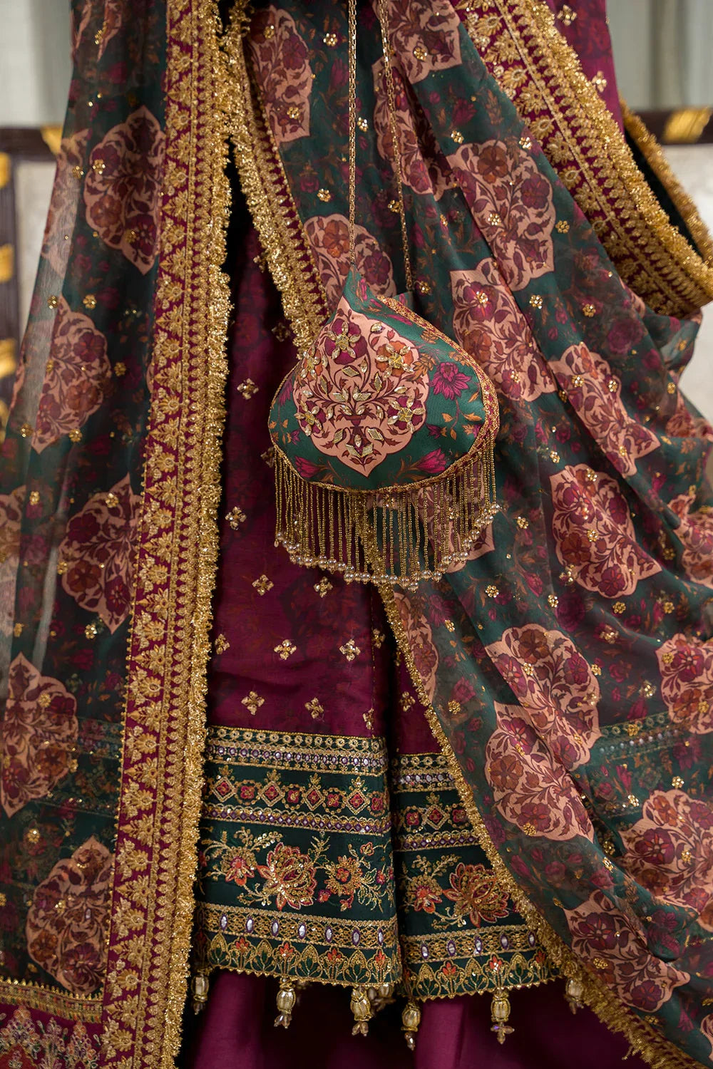 Baroque CH12-03 Maroon Frock,Lehnga Choli for Bridal Wear - Pakistani Designer Wear for Women in UK | Kifat