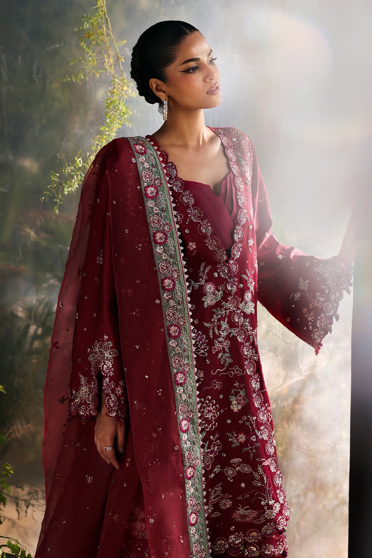 Women Wearing Yalira Cherry Shirt With Sharara  For Festive Events - Pakistani Designer Wear For Women In Uk | Kifat