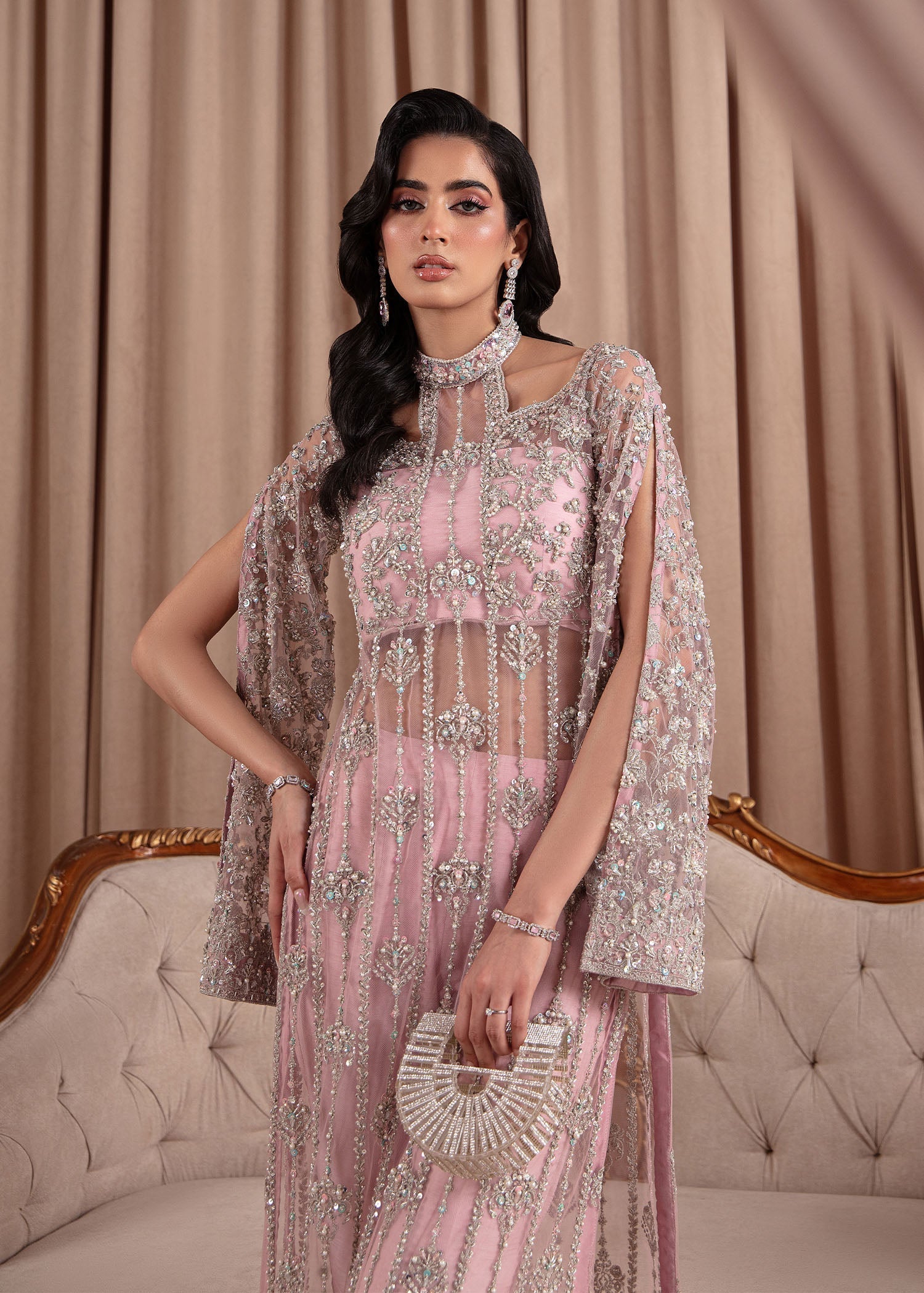 Kanwal Malik Pink Shirt with cigarette pants for Luxury Wedding wear - Pakistani Designer Wear for Women in UK | Kifat
