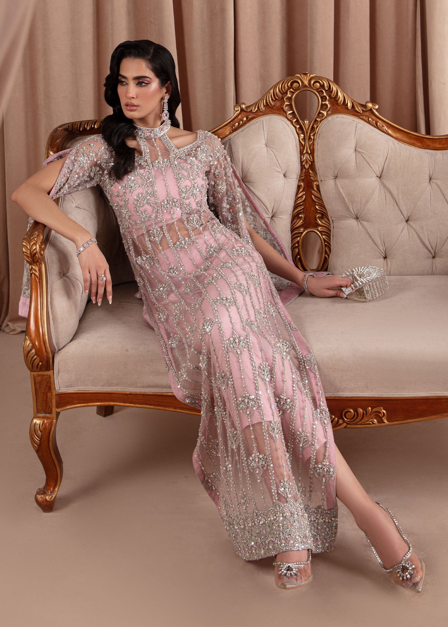 Kanwal Malik Pink Shirt with cigarette pants for Luxury Wedding wear - Pakistani Designer Wear for Women in UK | Kifat
