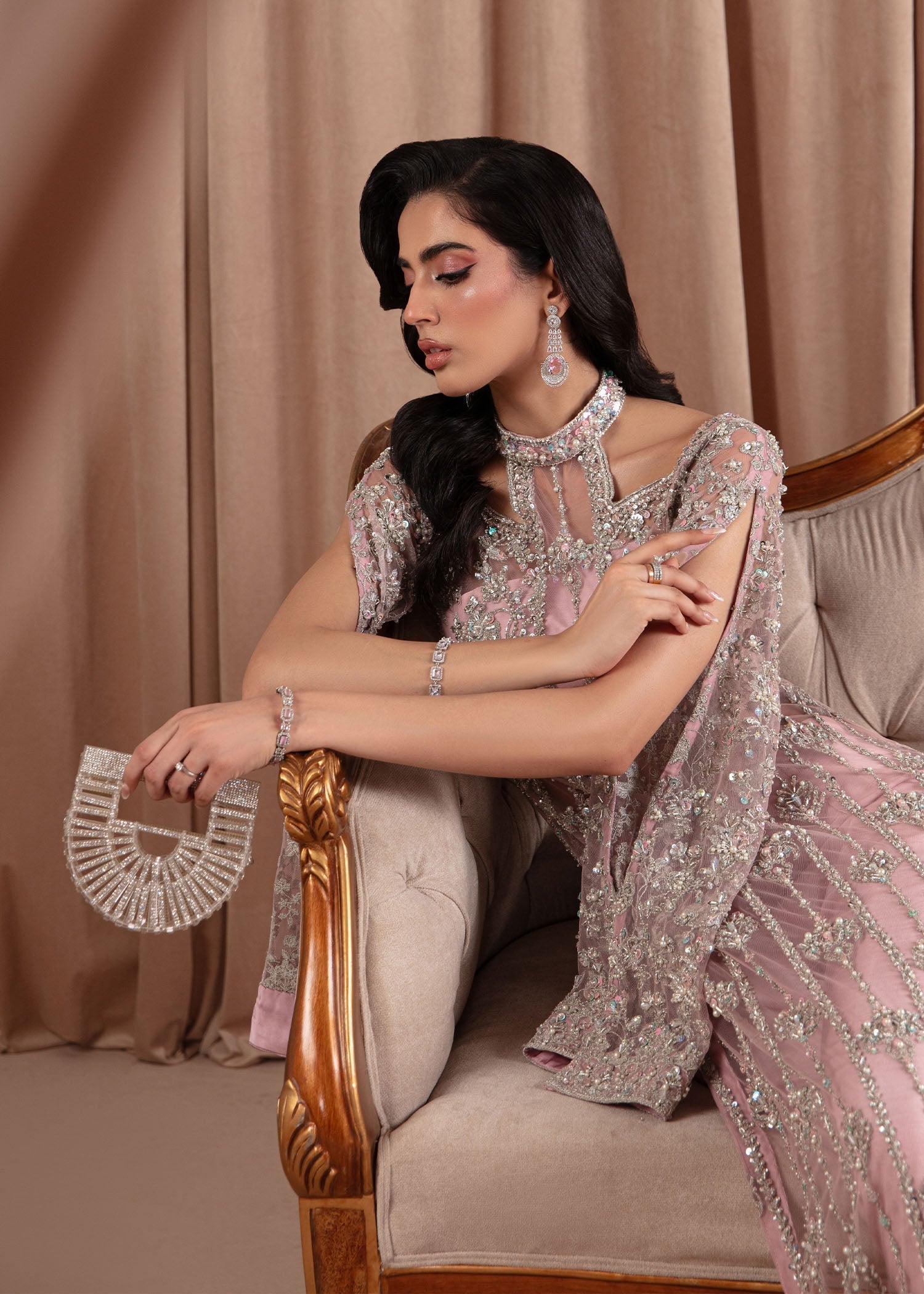 Kanwal Malik Pink Shirt with cigarette pants for Luxury Wedding wear - Pakistani Designer Wear for Women in UK | Kifat