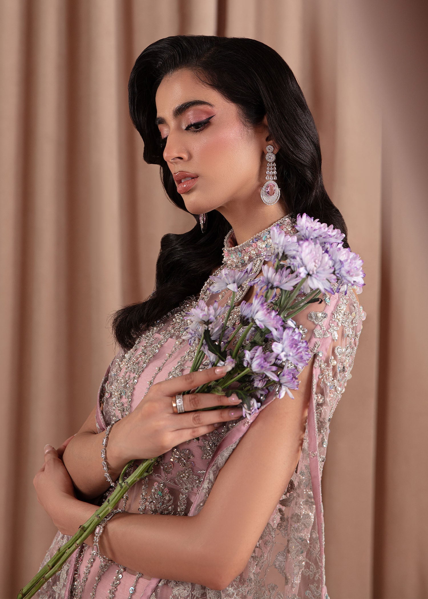 Kanwal Malik Pink Shirt with cigarette pants for Luxury Wedding wear - Pakistani Designer Wear for Women in UK | Kifat