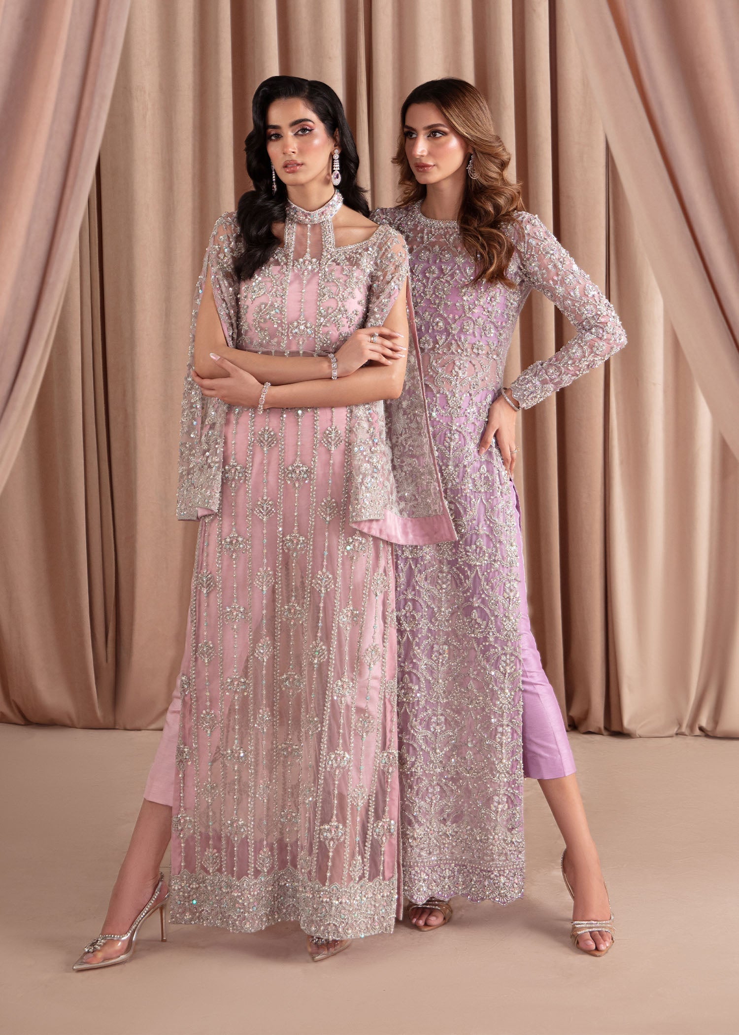 Kanwal Malik Pink Shirt with cigarette pants for Luxury Wedding wear - Pakistani Designer Wear for Women in UK | Kifat