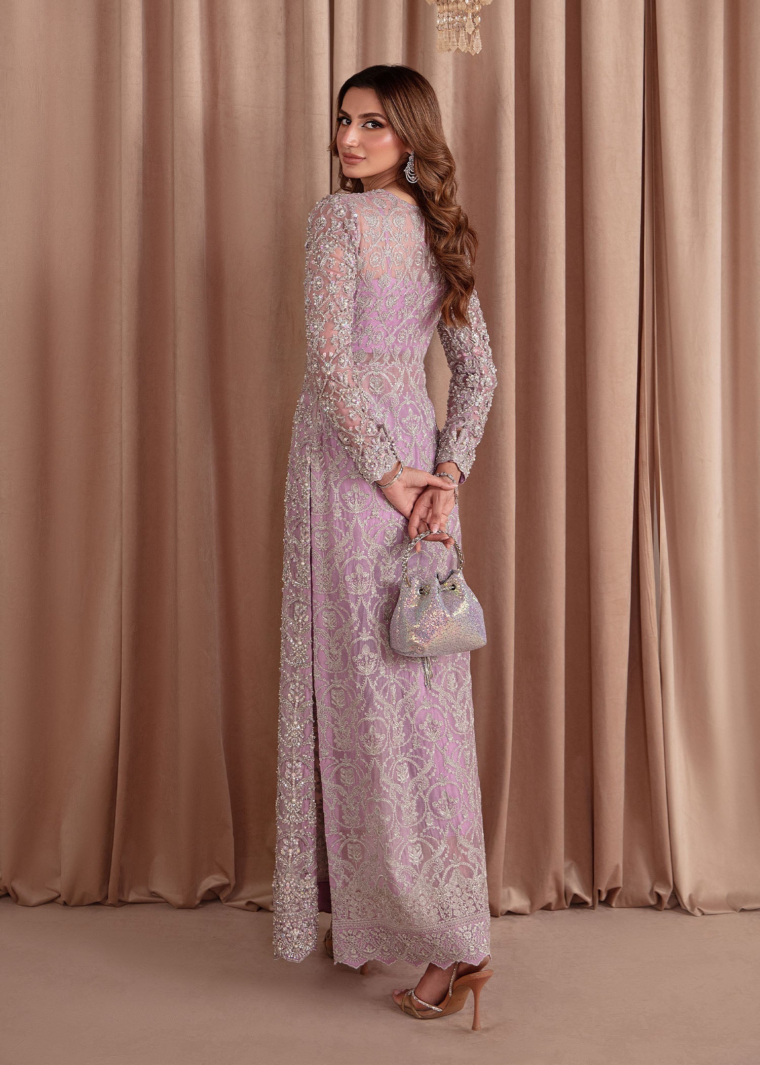 Kanwal Malik Lilac Shirt with cigarette pants for Luxury Wedding wear - Pakistani Designer Wear for Women in UK | Kifat