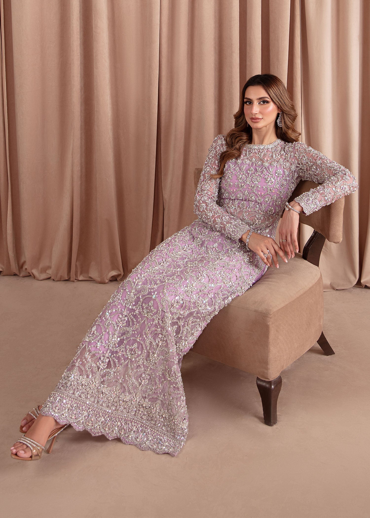 Kanwal Malik Lilac Shirt with cigarette pants for Luxury Wedding wear - Pakistani Designer Wear for Women in UK | Kifat