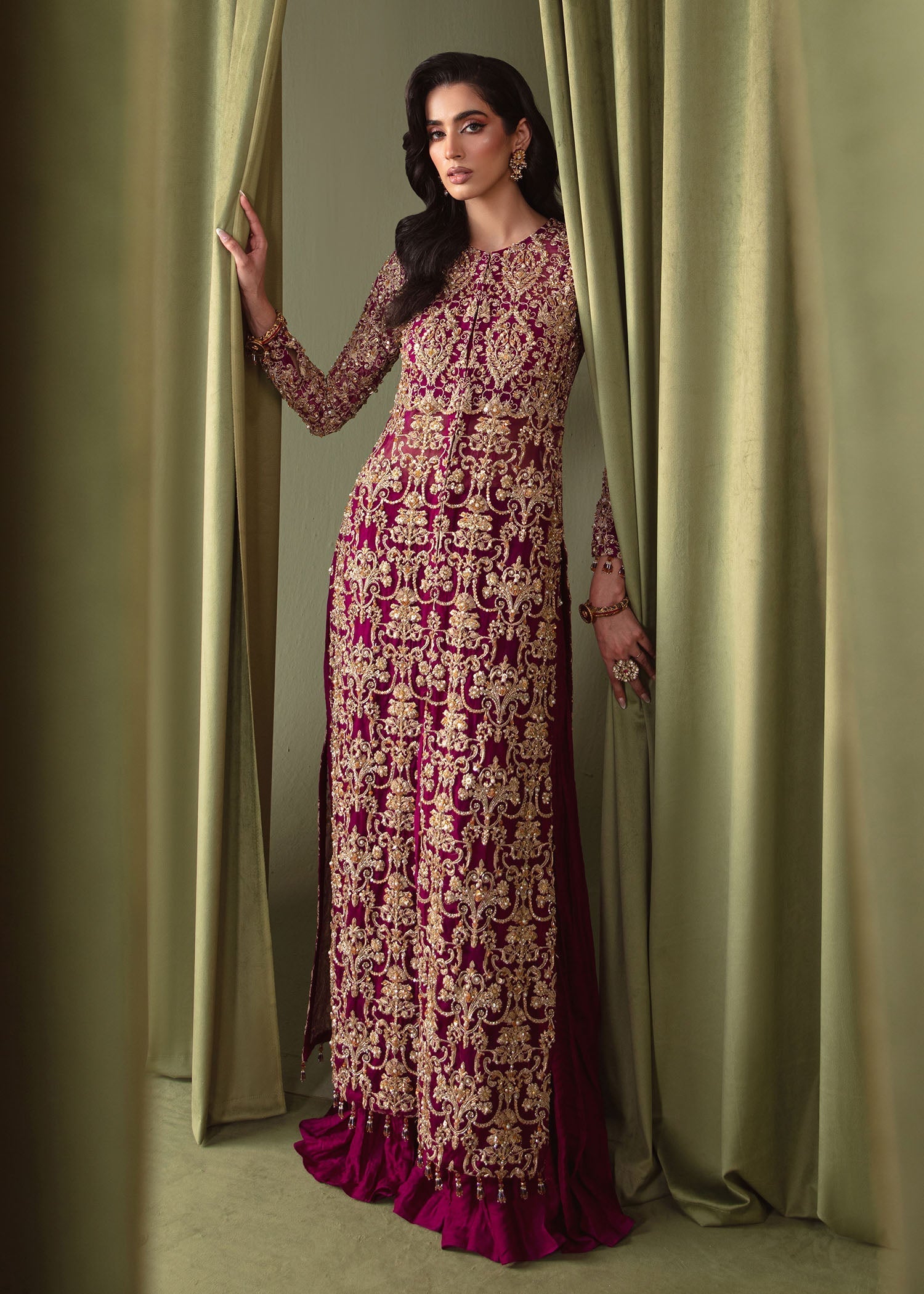 Kanwal Malik Pink Shirt with cigarette pants for Luxury Wedding wear - Pakistani Designer Wear for Women in UK | Kifat