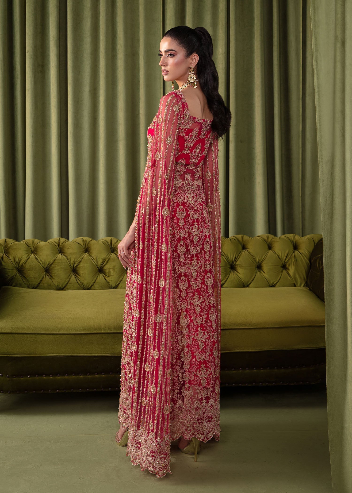 Kanwal Malik Shocking pink Long Shirt with Cigarette Pants for Luxury Wedding wear - Pakistani Designer Wear for Women in UK | Kifat