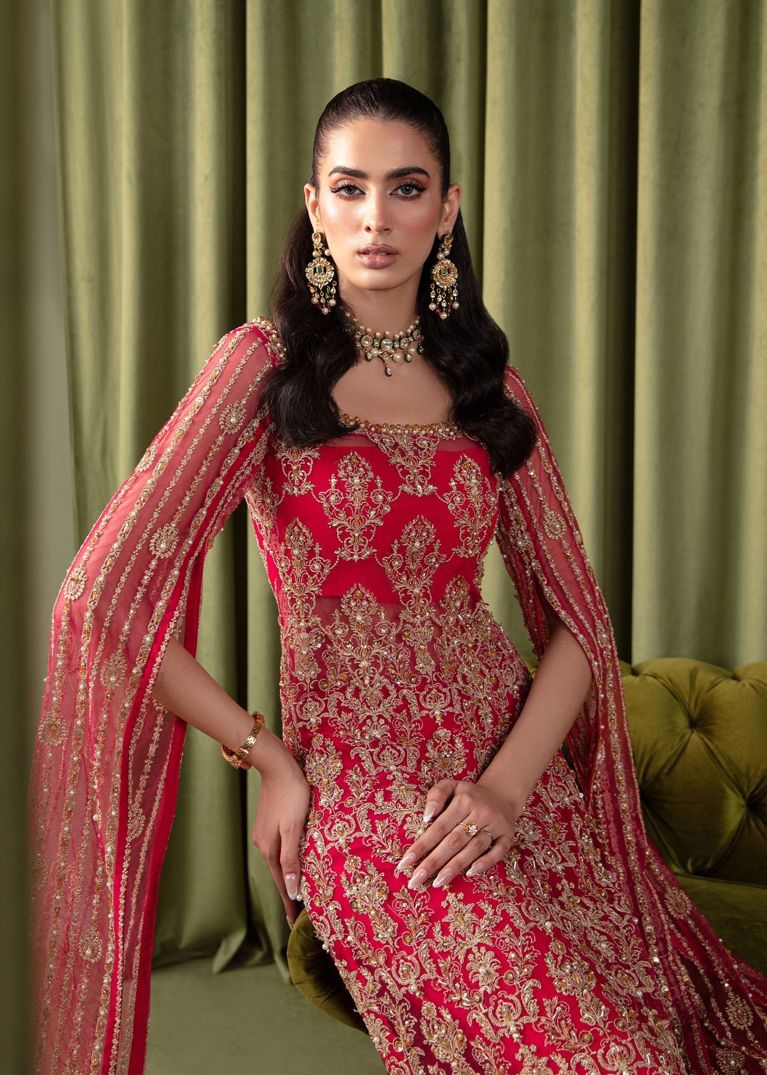 Kanwal Malik Shocking pink Long Shirt with Cigarette Pants for Luxury Wedding wear - Pakistani Designer Wear for Women in UK | Kifat