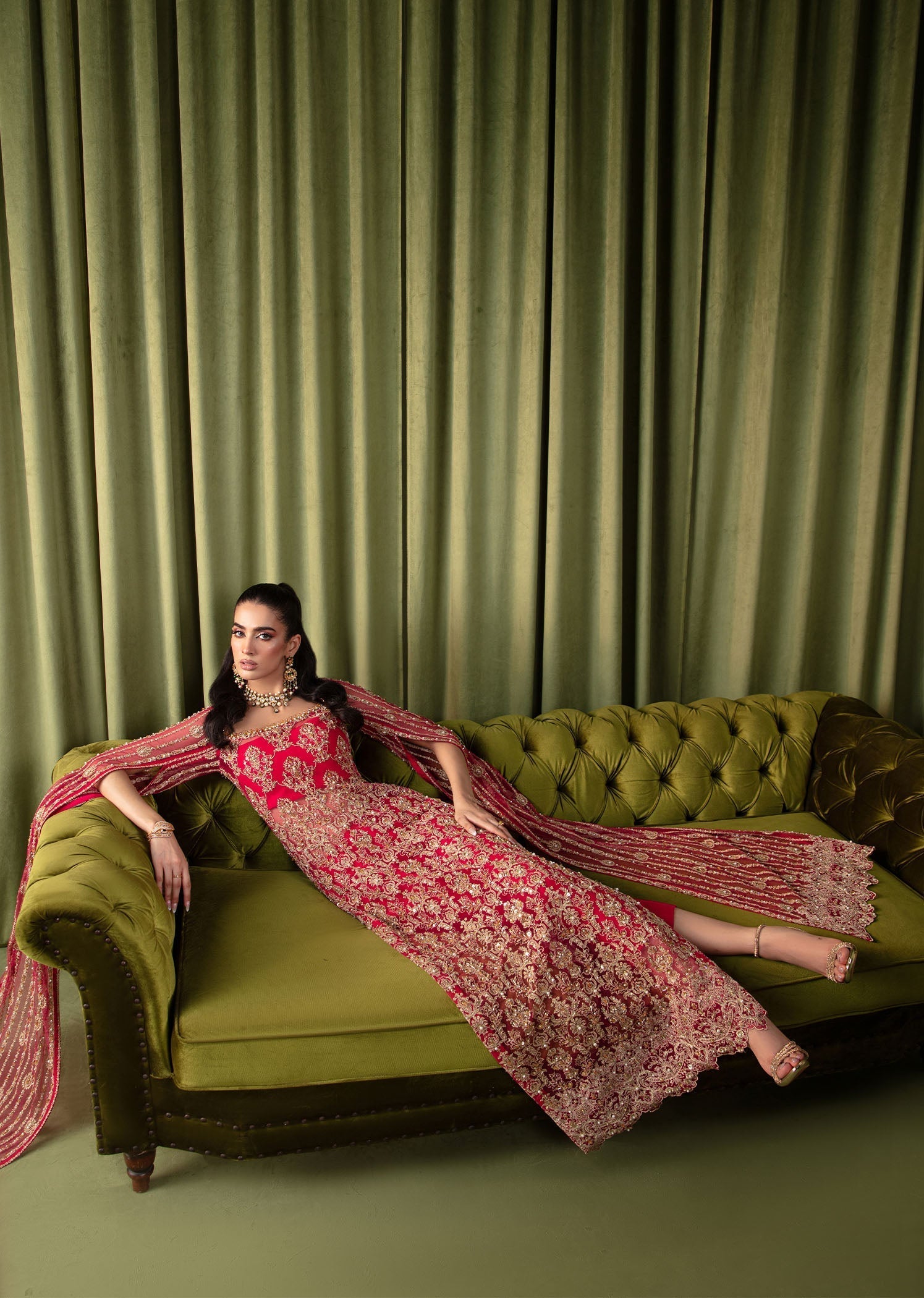 Kanwal Malik Shocking pink Long Shirt with Cigarette Pants for Luxury Wedding wear - Pakistani Designer Wear for Women in UK | Kifat