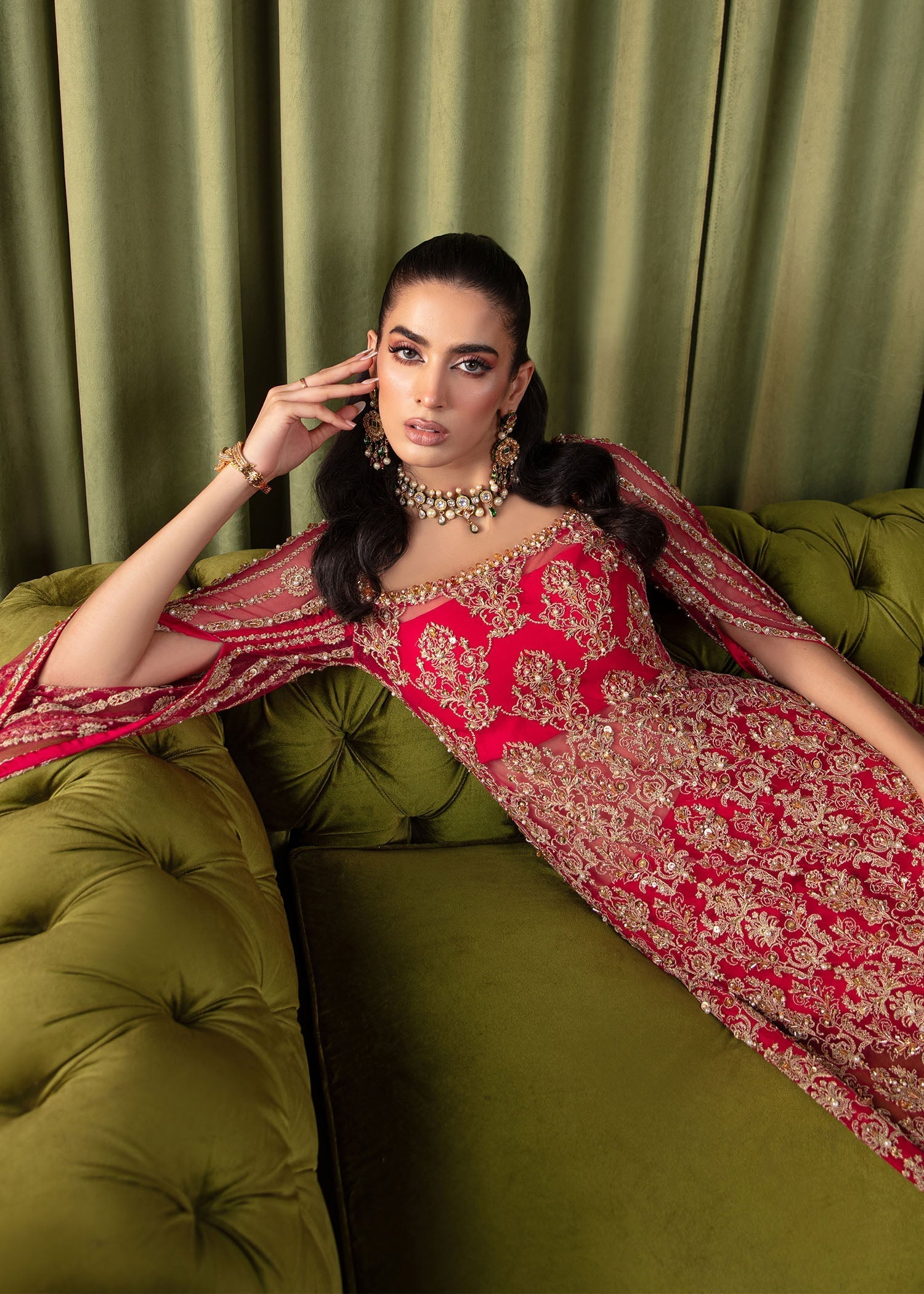 Kanwal Malik Shocking pink Long Shirt with Cigarette Pants for Luxury Wedding wear - Pakistani Designer Wear for Women in UK | Kifat