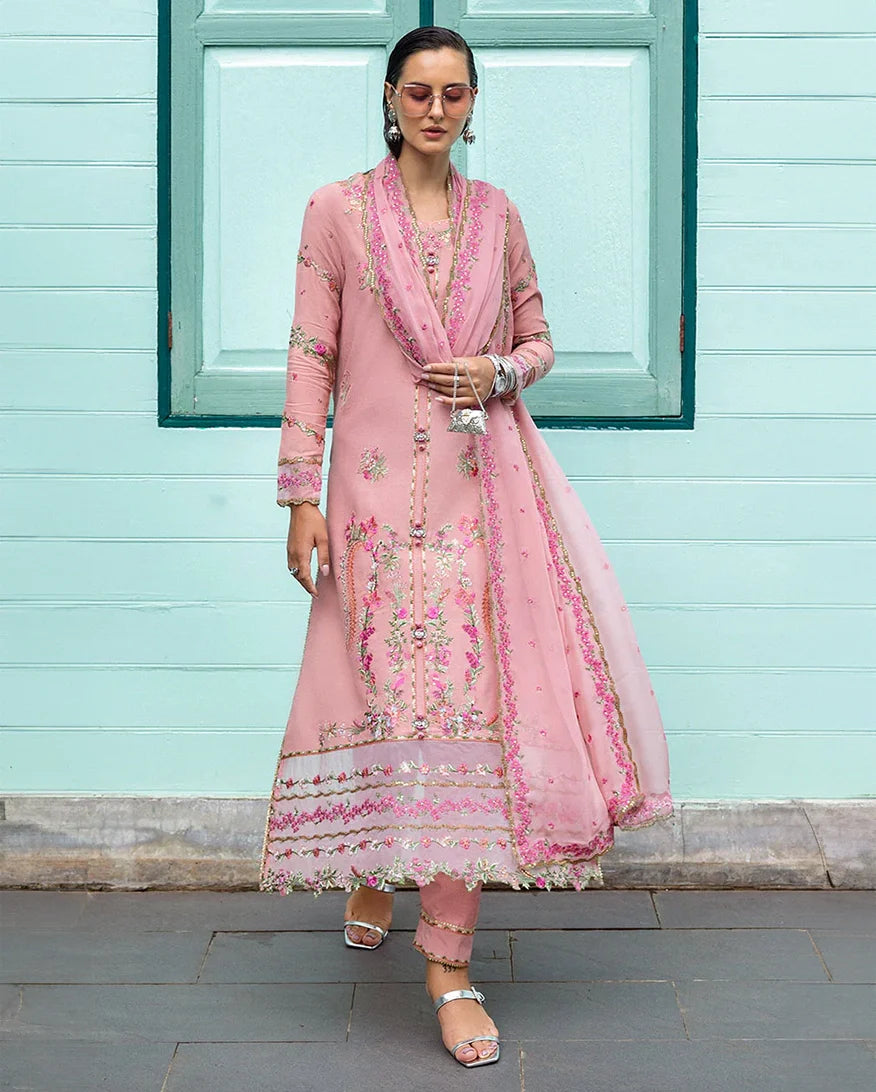 Women Wearing Elowen Pink Long Shirt for Festive Events - Pakistani Designer Wear for Women in UK | Kifat