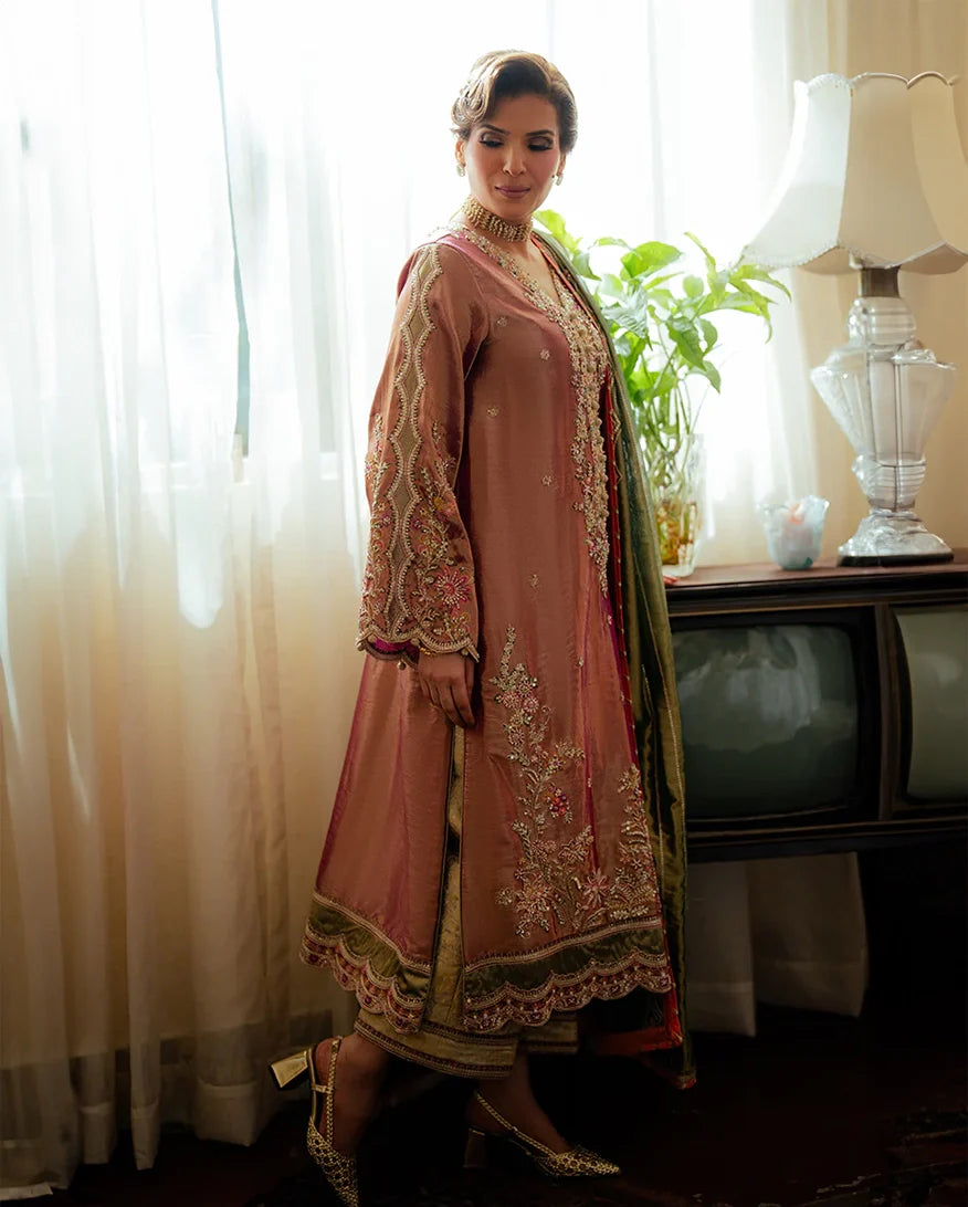 Women Wearing Seema Light Pink Long Shirt for Formal Events - Pakistani Designer Wear for Women in UK | Kifat