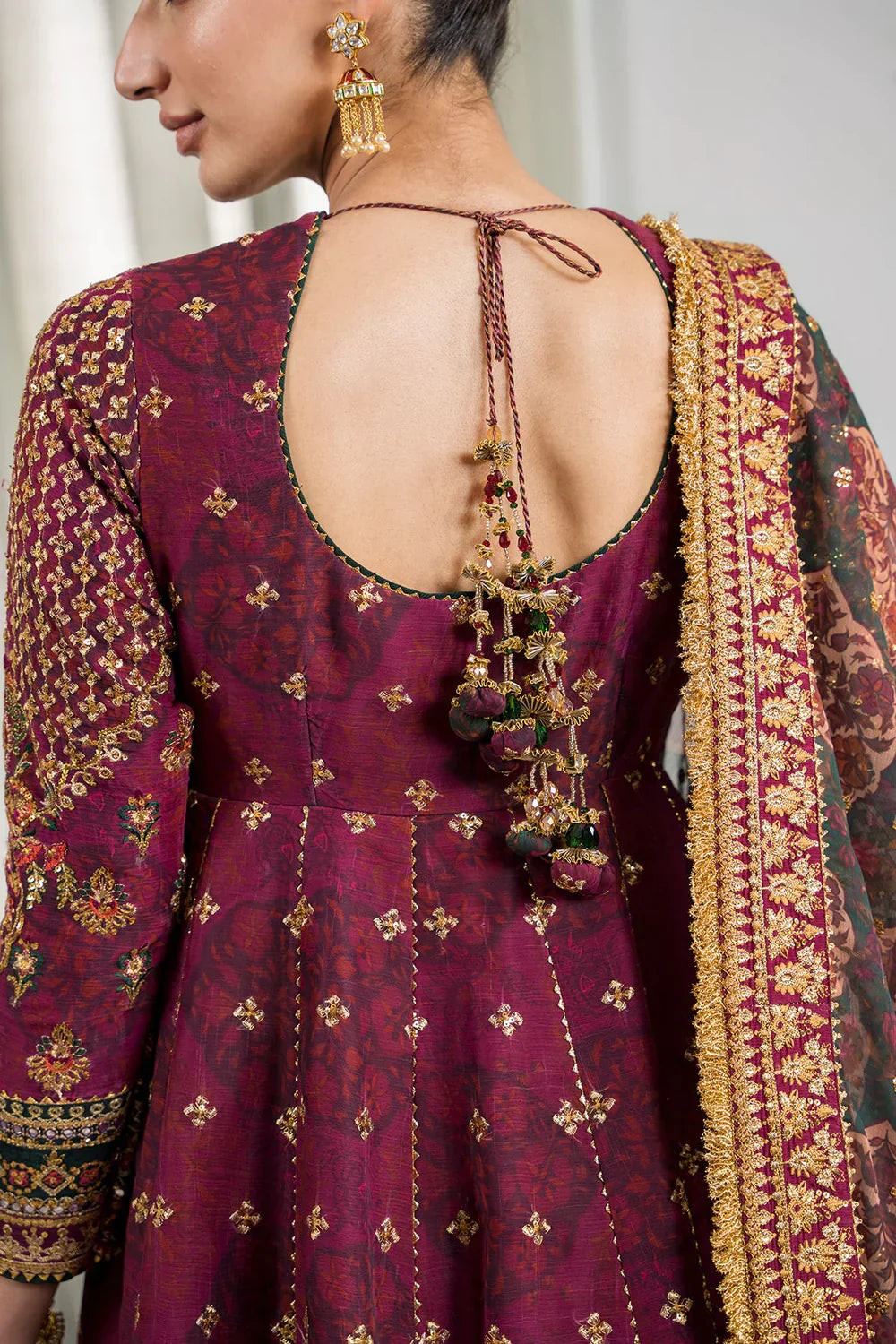 Baroque CH12-03 Maroon Frock,Lehnga Choli for Bridal Wear - Pakistani Designer Wear for Women in UK | Kifat