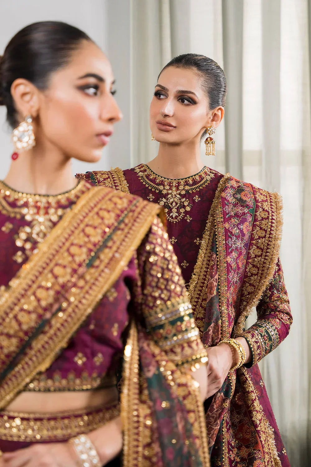 Baroque CH12-03 Maroon Frock,Lehnga Choli for Bridal Wear - Pakistani Designer Wear for Women in UK | Kifat