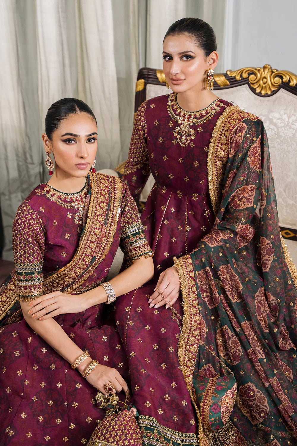 Baroque CH12-03 Maroon Frock,Lehnga Choli for Bridal Wear - Pakistani Designer Wear for Women in UK | Kifat