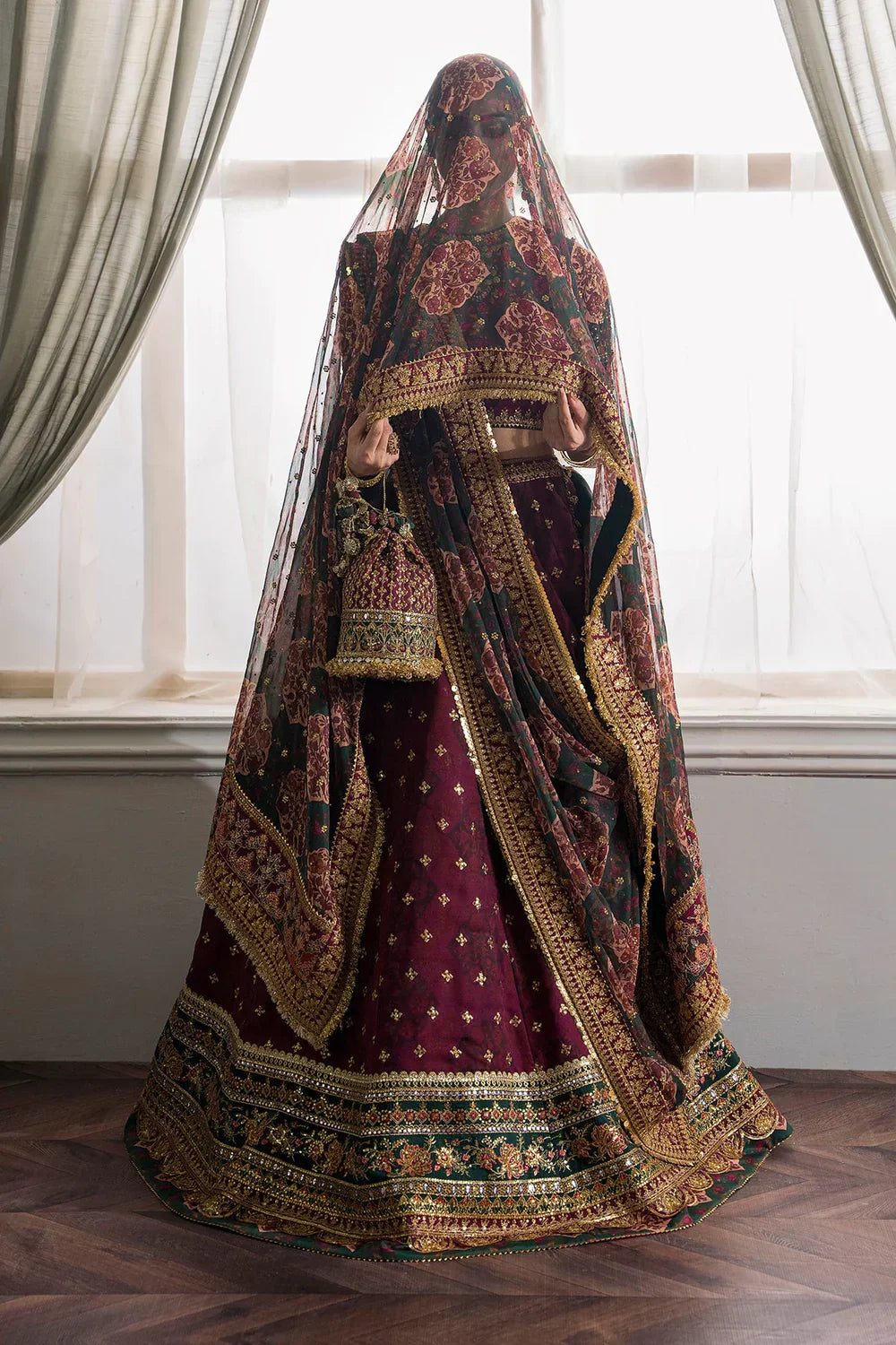 Baroque CH12-03 Maroon Frock,Lehnga Choli for Bridal Wear - Pakistani Designer Wear for Women in UK | Kifat