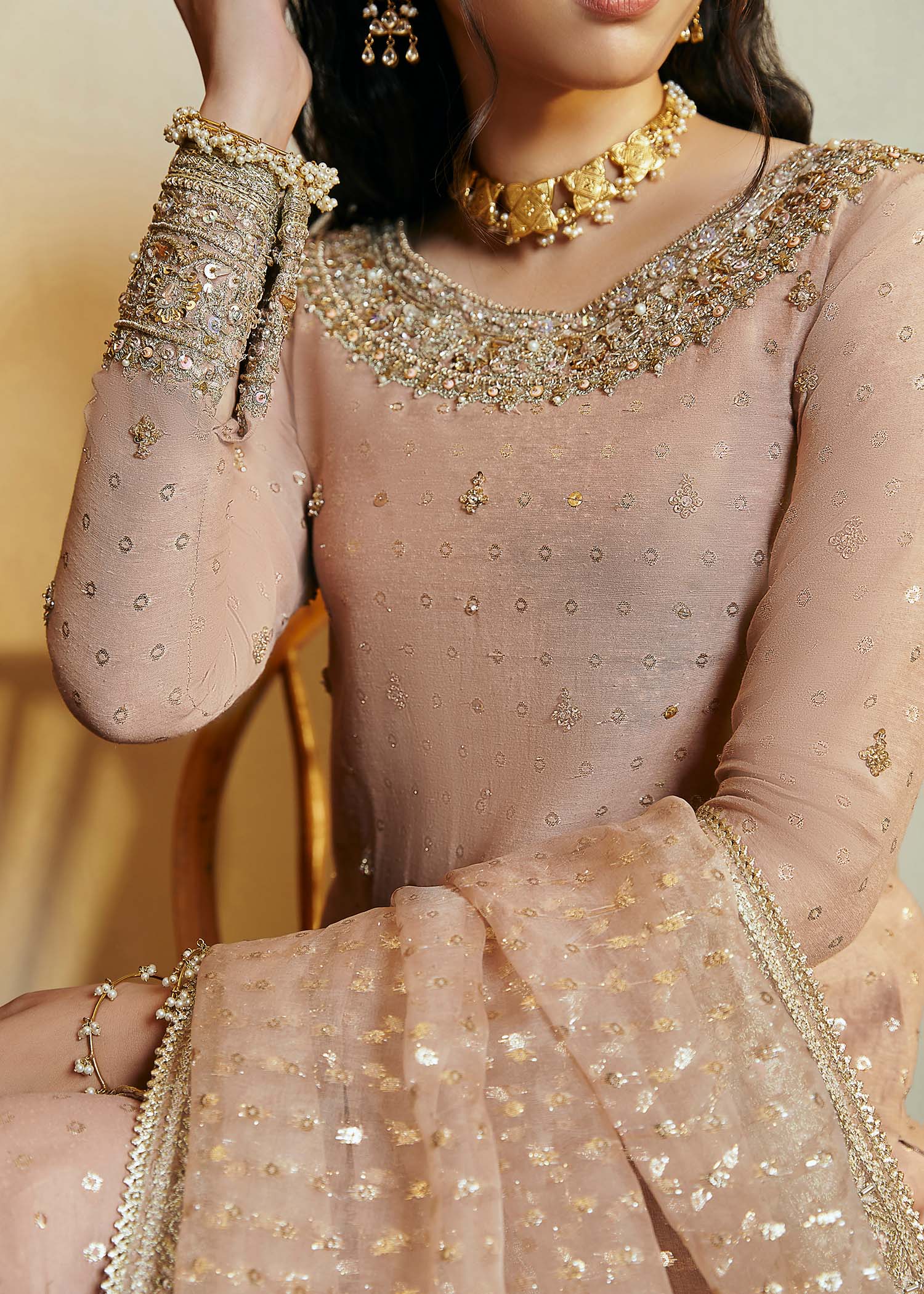 Kanwal Malik Tea Pink Short Shirt with Flared Pants for Luxury Wedding wear - Pakistani Designer Wear for Women in UK | Kifat