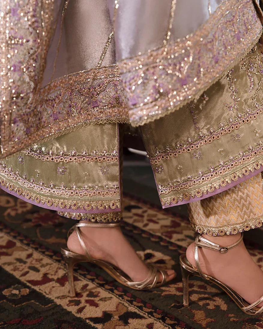 Women Wearing Zyva Mint Green Silver Long Shirt for Festive Events - Pakistani Designer Wear for Women in UK | Kifat