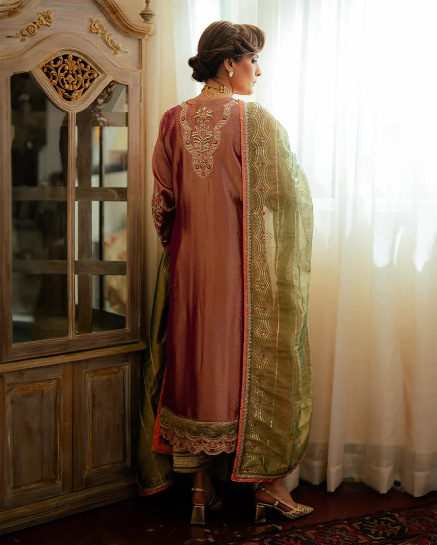 Women Wearing Seema Light Pink Long Shirt for Formal Events - Pakistani Designer Wear for Women in UK | Kifat