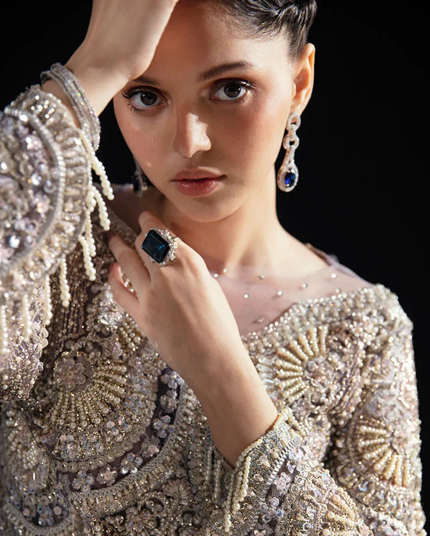 Women Wearing Nuru Lilac Long Shirt for Festive Events - Pakistani Designer Wear for Women in UK | Kifat