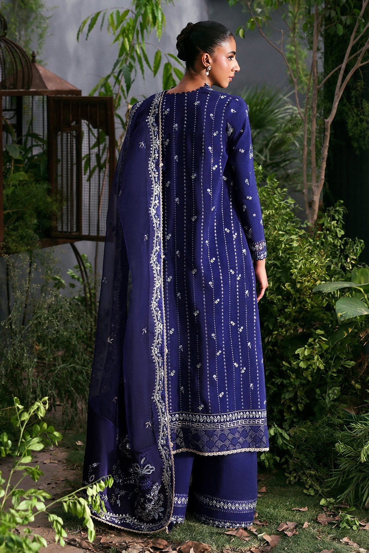 Women Wearing Maison Blue Shirt With Sharara  For Festive Events - Pakistani Designer Wear For Women In Uk | Kifat