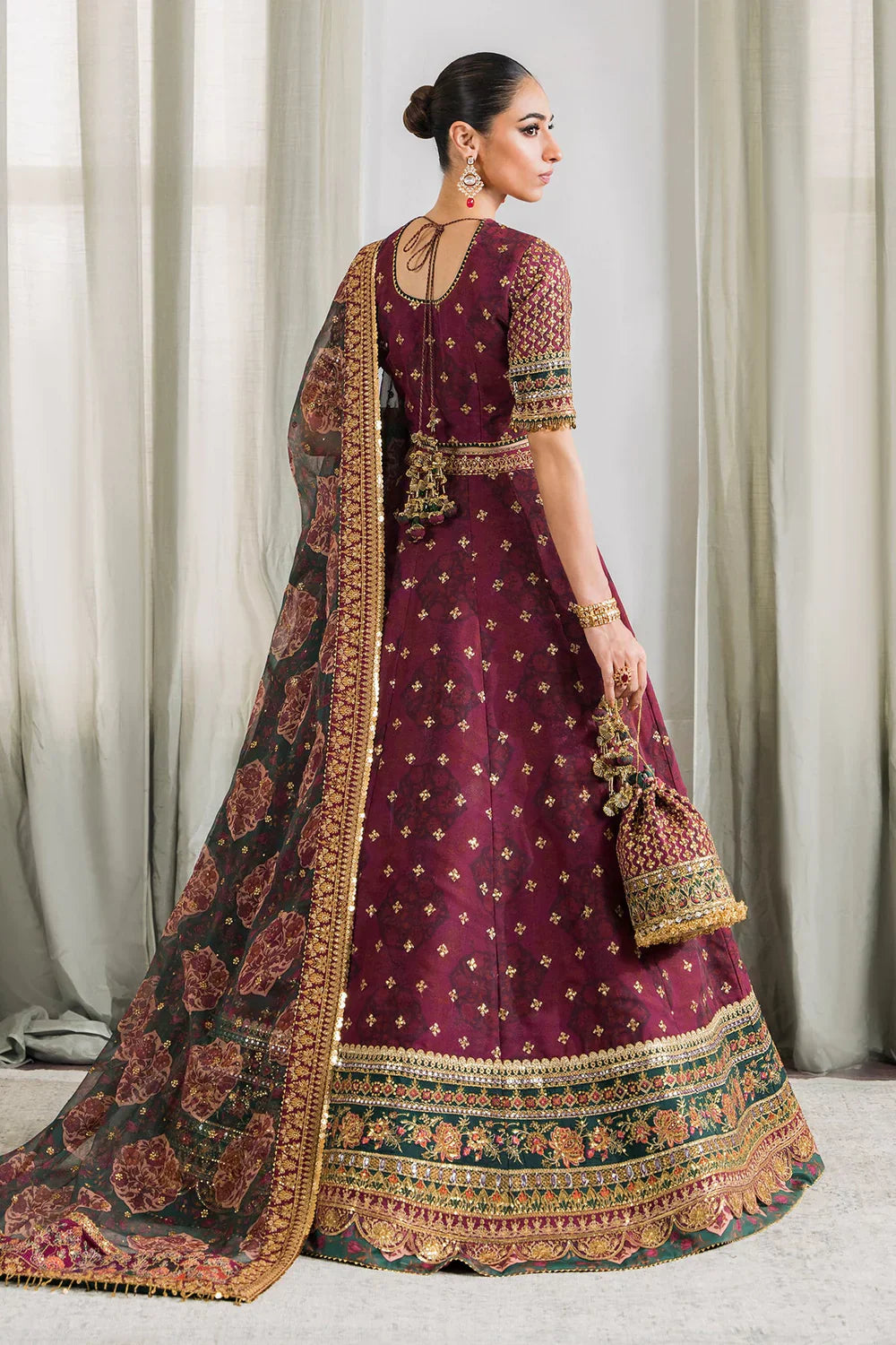 Baroque CH12-03 Maroon Frock,Lehnga Choli for Bridal Wear - Pakistani Designer Wear for Women in UK | Kifat