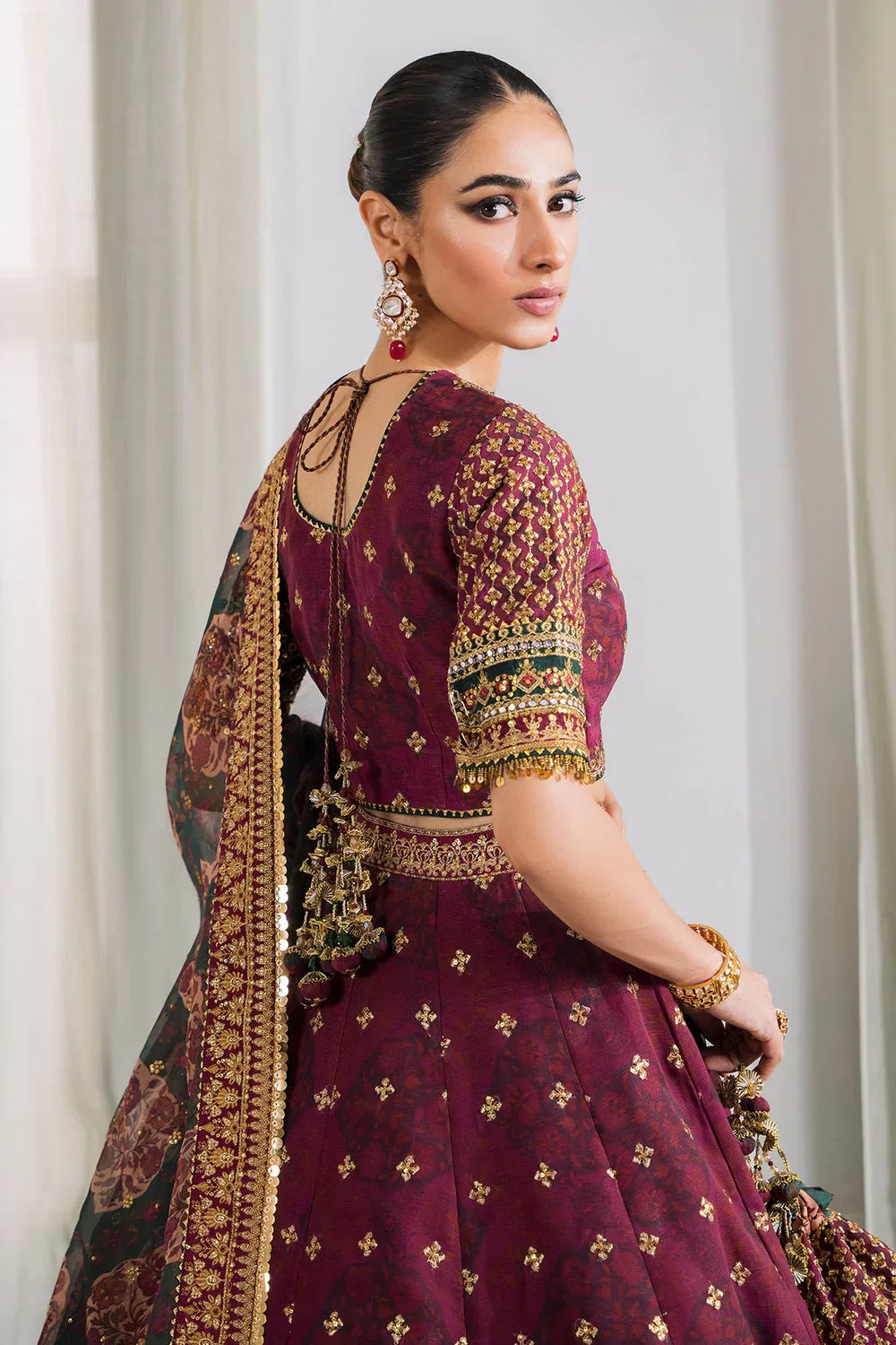Baroque CH12-03 Maroon Frock,Lehnga Choli for Bridal Wear - Pakistani Designer Wear for Women in UK | Kifat