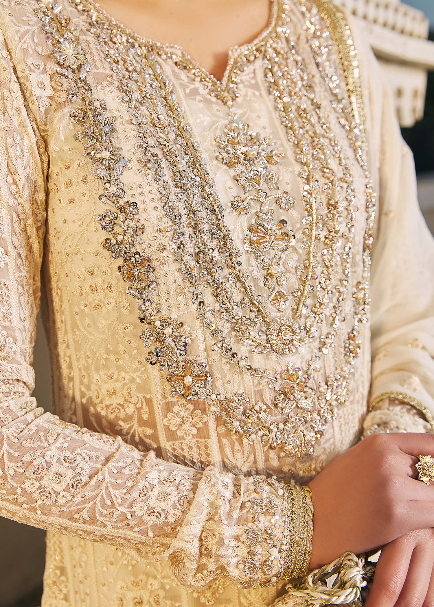 Kanwal Malik White Long Shirt with trouser for Luxury Wedding wear - Pakistani Designer Wear for Women in UK | Kifat