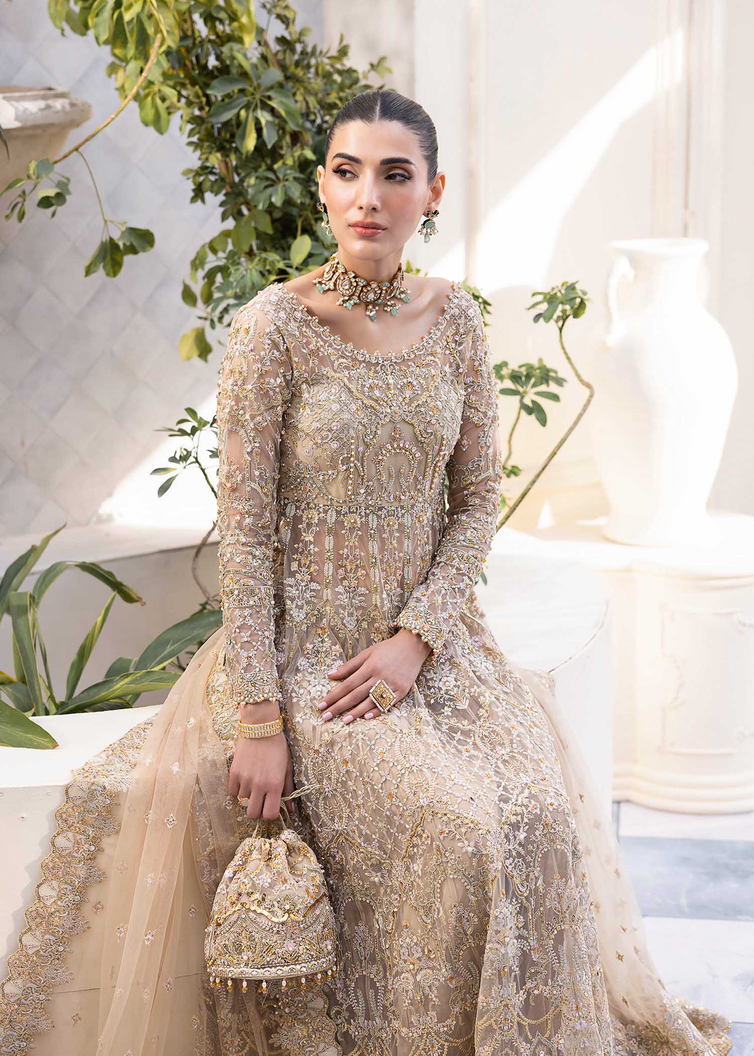 Kanwal Malik Nude Peshwas for Luxury Wedding wear - Pakistani Designer Wear for Women in UK | Kifat