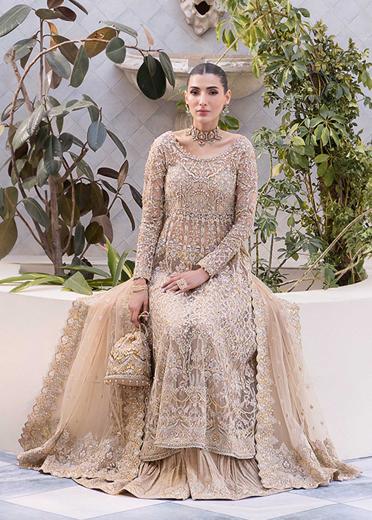 Kanwal Malik Nude Peshwas for Luxury Wedding wear - Pakistani Designer Wear for Women in UK | Kifat